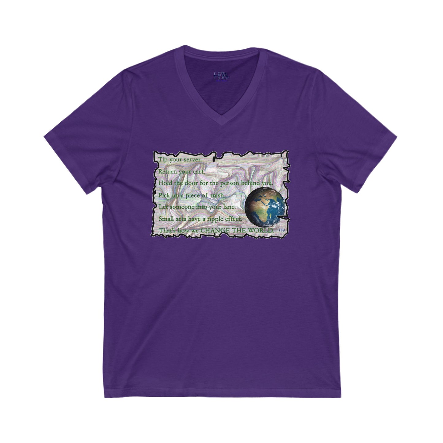 Take Action to Change the World Ripple Effect (Unisex Jersey Short Sleeve V-neck - Comfortable Everyday Wear)
