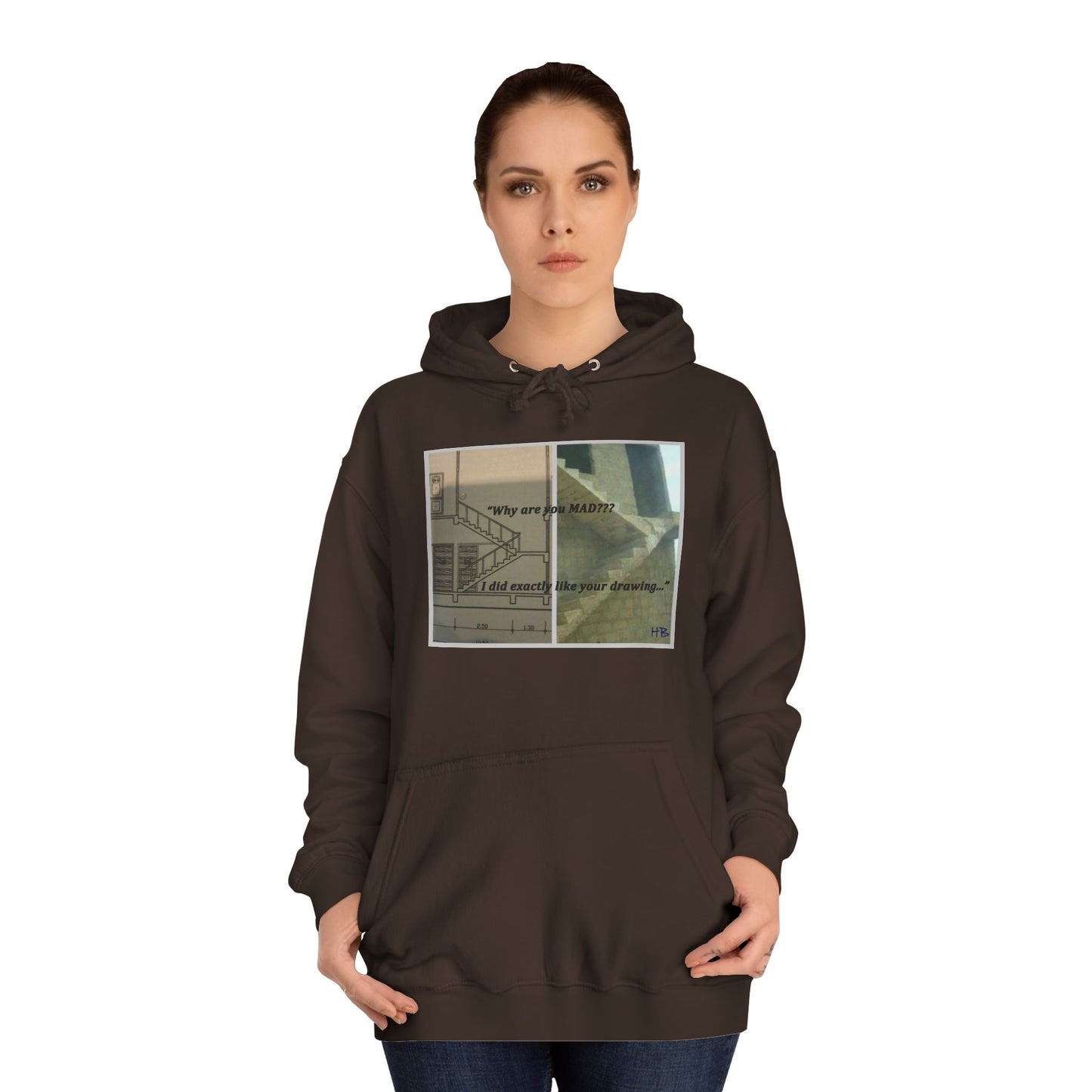 Get Yours Now -- Comical Architectural Irony Stairs Sketch (Hoodie - Cozy and Durable)