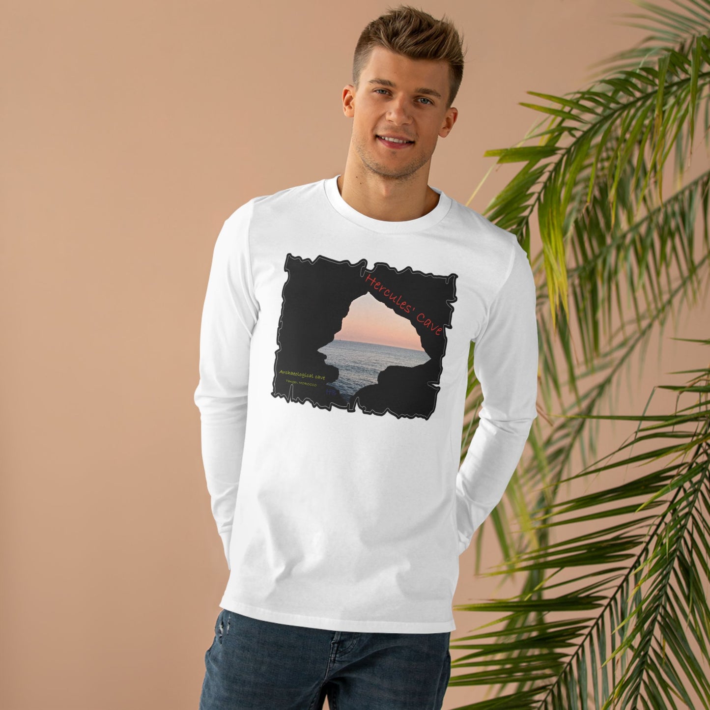 Tanger's Treasure Hercules' Cave Sunset (Men's Base Longsleeve Tee - All-Season Wear)