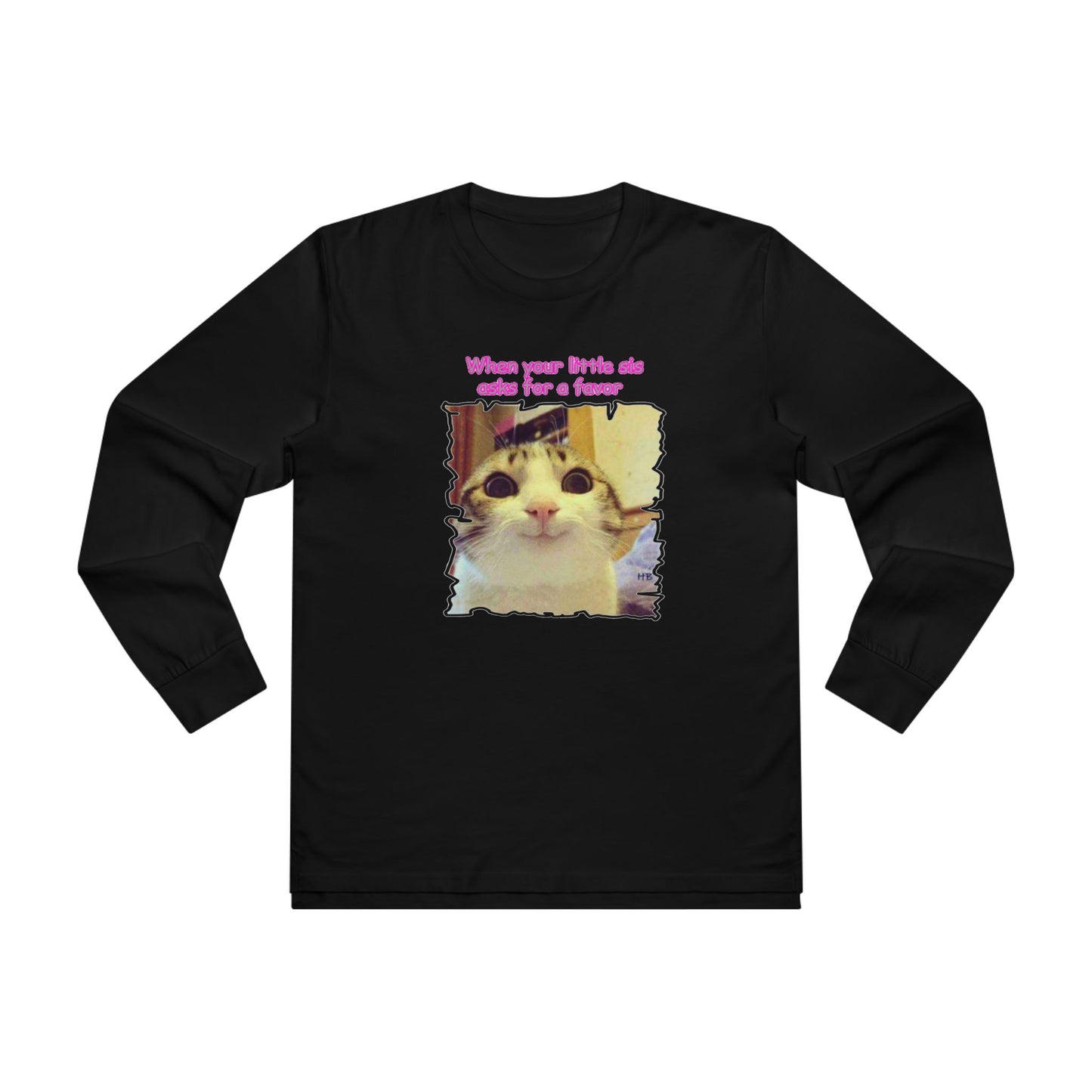 Adorable cat soft eyes like little sister asking for a favor (Men's Base Longsleeve Tee - All-Season Wear)