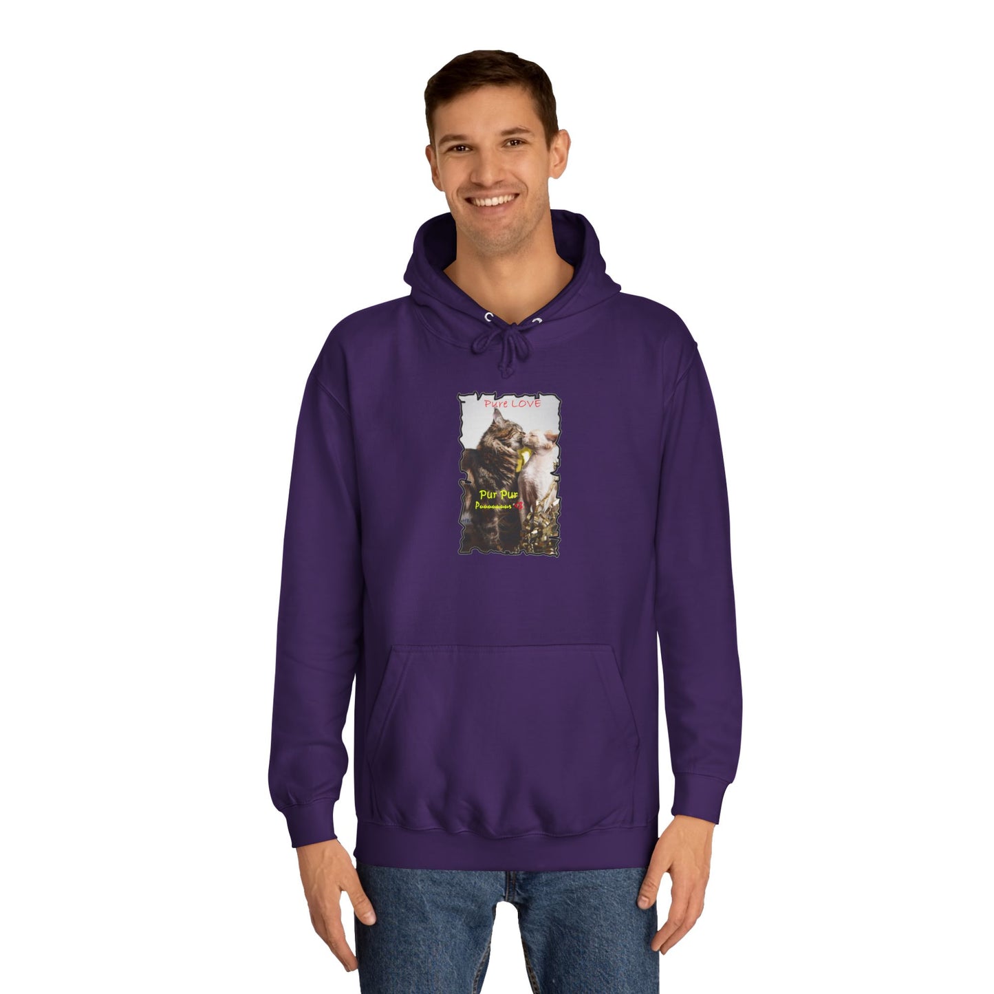 Get Yours Now -- Pure LOVE Cats kissing (Hoodie - Cozy and Durable)