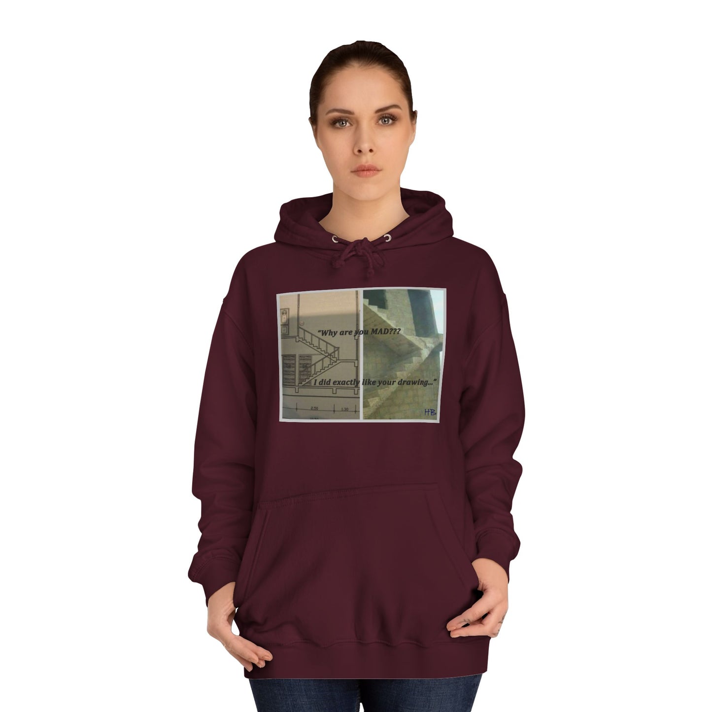 Get Yours Now -- Comical Architectural Irony Stairs Sketch (Hoodie - Cozy and Durable)