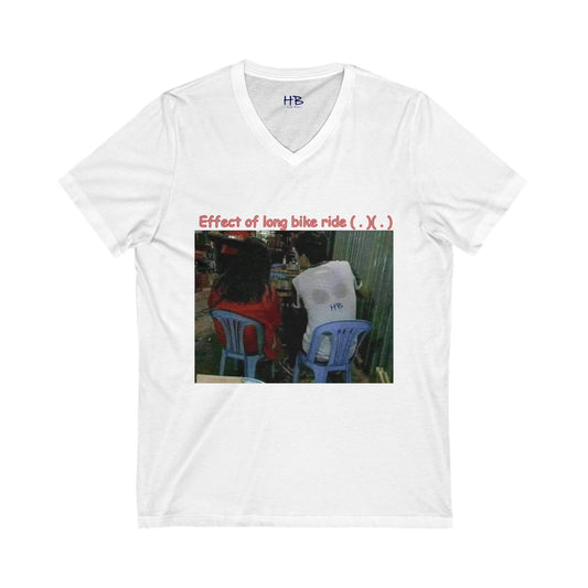 Effect of long bike ride ( . )( . ) (Unisex Jersey Short Sleeve V-neck - Comfortable Everyday Wear)