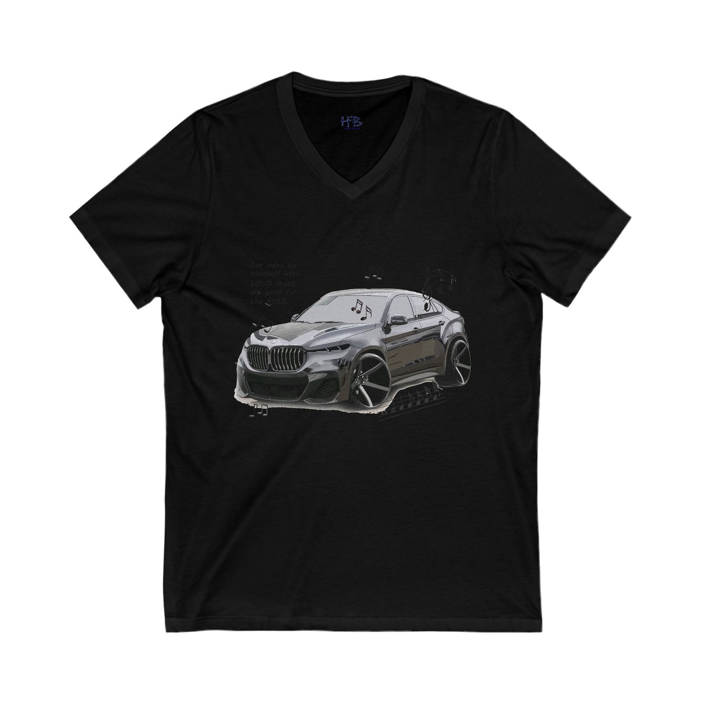 Car rides by yourself with LOUD music is good for the soul. Serenity. WANNA JOIN???  (Unisex Jersey Short Sleeve V-neck - Comfortable Everyday Wear)