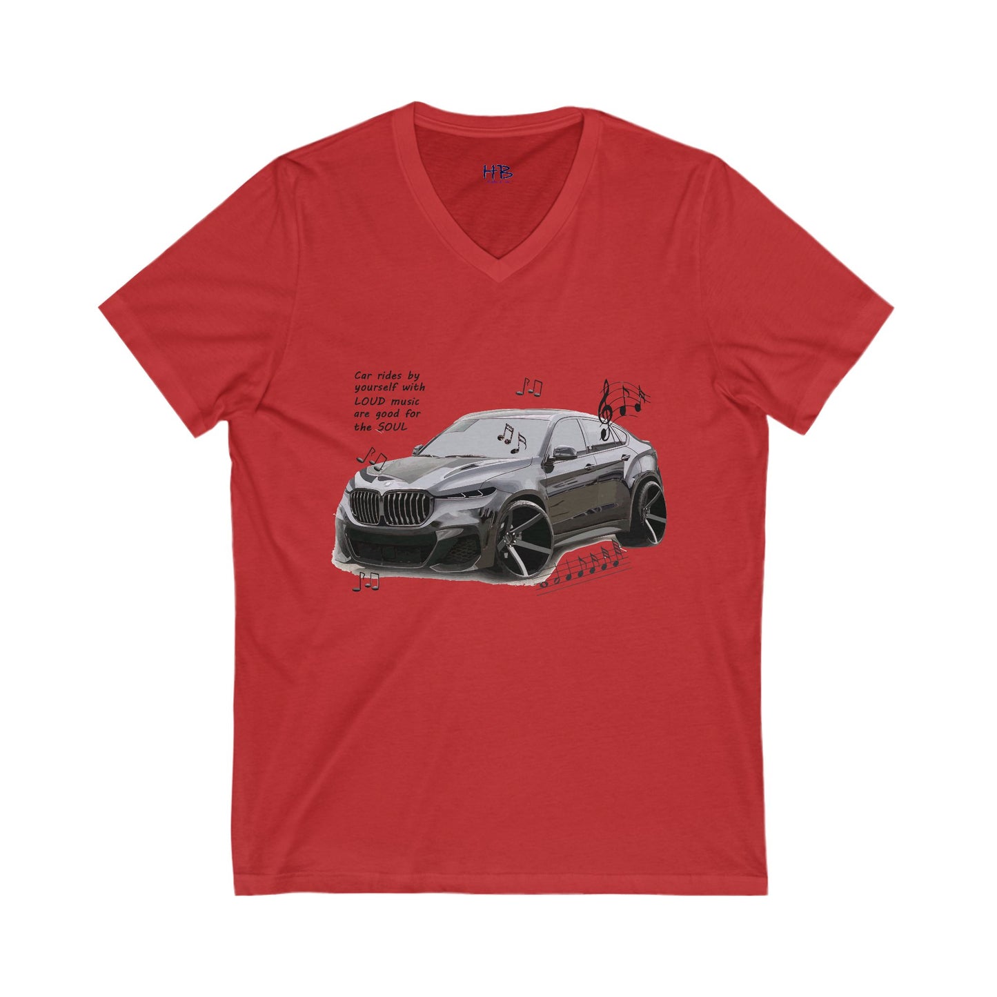 Car rides by yourself with LOUD music is good for the soul. Serenity. WANNA JOIN???  (Unisex Jersey Short Sleeve V-neck - Comfortable Everyday Wear)