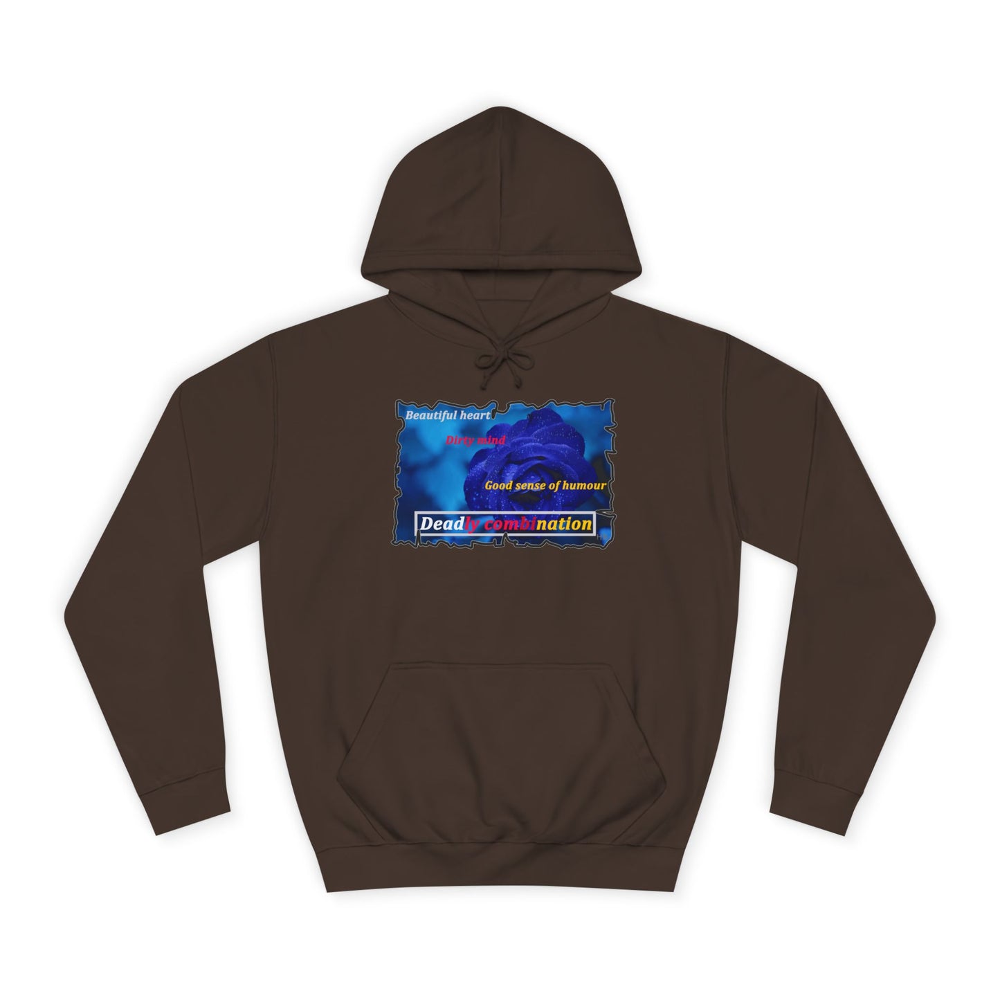 Sophisticated Edge Deadly Combo Elegance meets Attitude using Dark Blue Rose (Hoodie - Cozy and Durable)