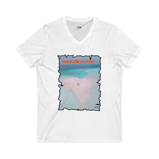 Mystical Sands: Love's Eternal Enchantment Ode to Love (Unisex Jersey Short Sleeve V-neck - Comfortable Everyday Wear)