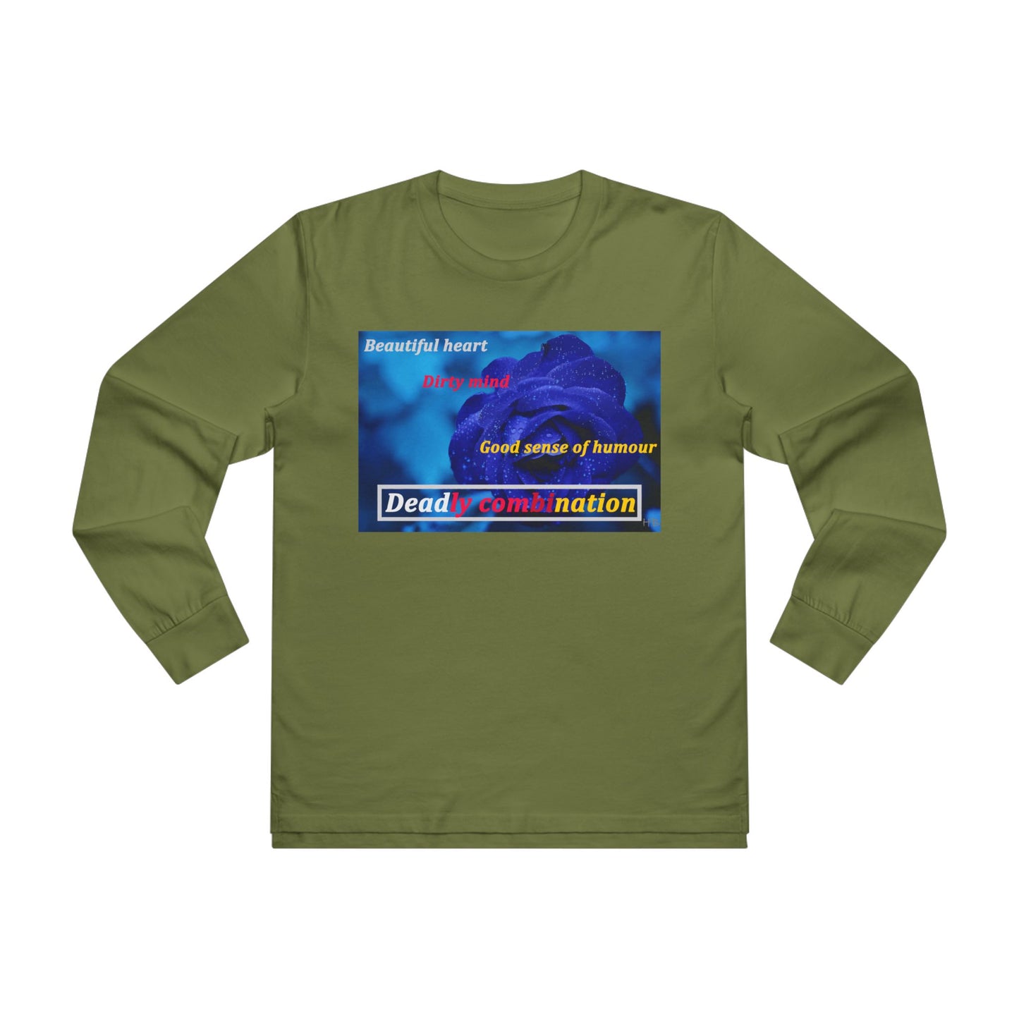 Sophisticated Edge Deadly Combo Elegance meets Attitude using Dark Blue Rose (Men's Base Longsleeve Tee - All-Season Wear)