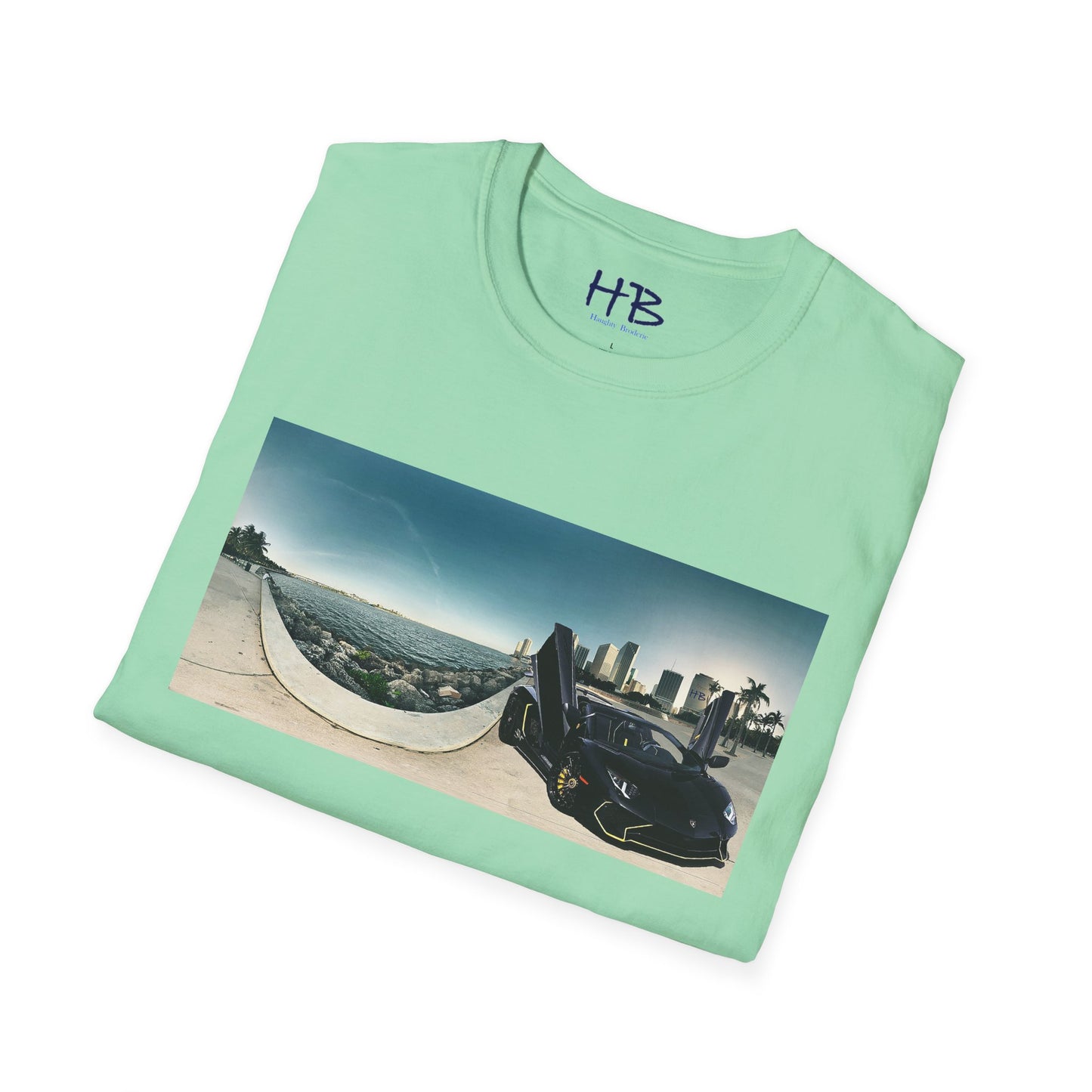 Black Lamborghini Aventador giving back to ocean in downtown