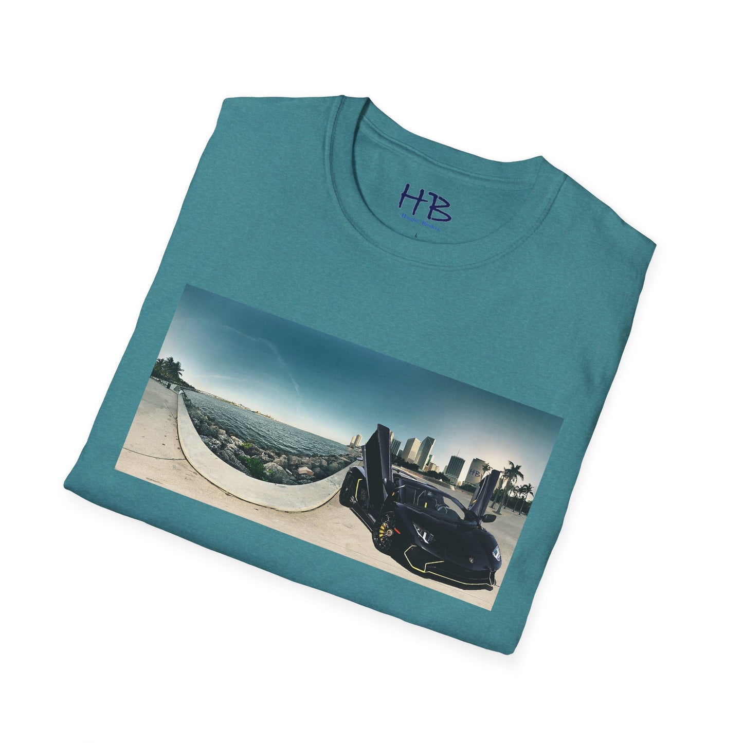 Black Lamborghini Aventador giving back to ocean in downtown