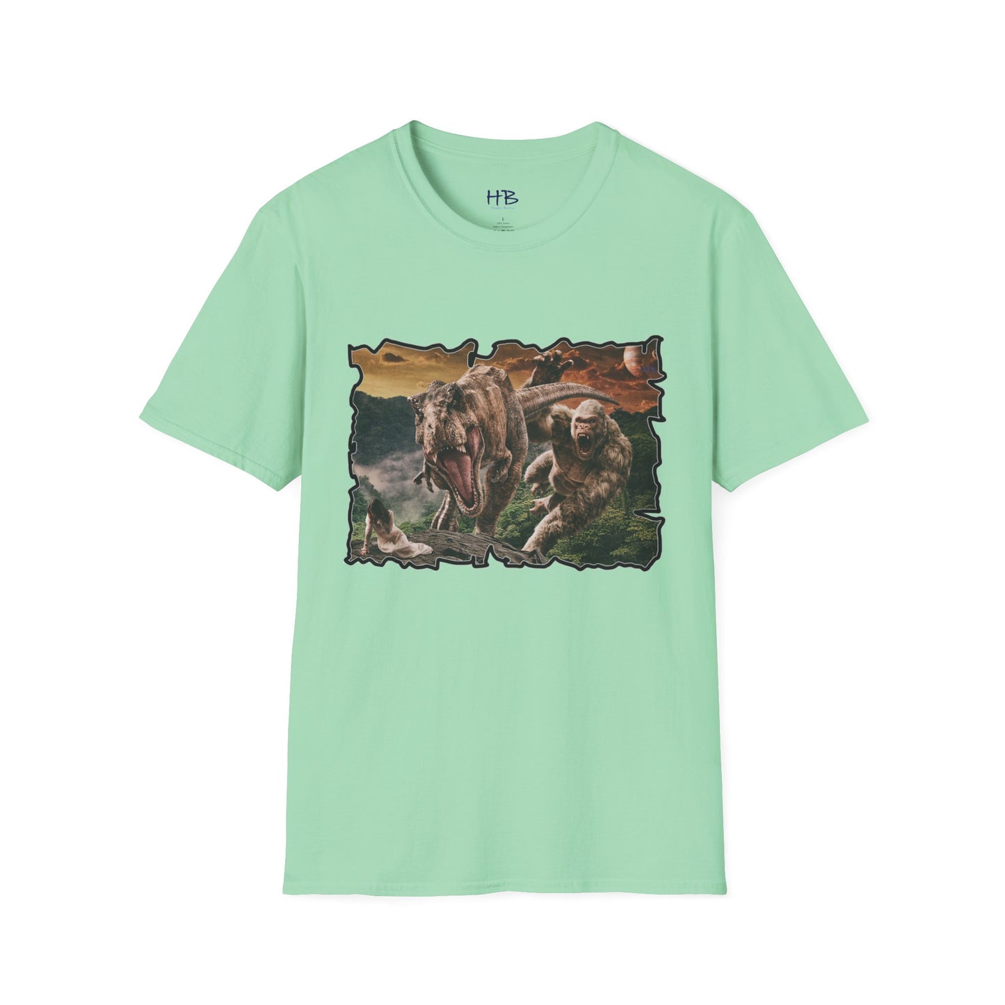 Gorilla vs T-Rex saving woman in distress