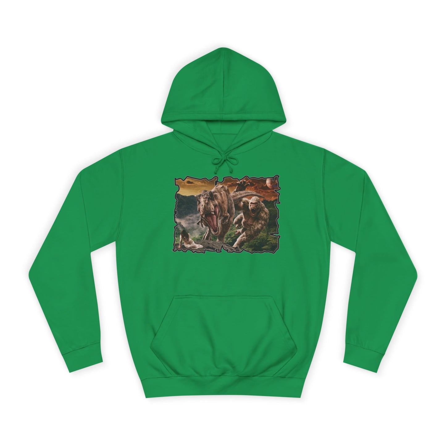 Get Yours Now -- Gorilla vs T-Rex saving woman in distress  (Hoodie - Cozy and Durable)