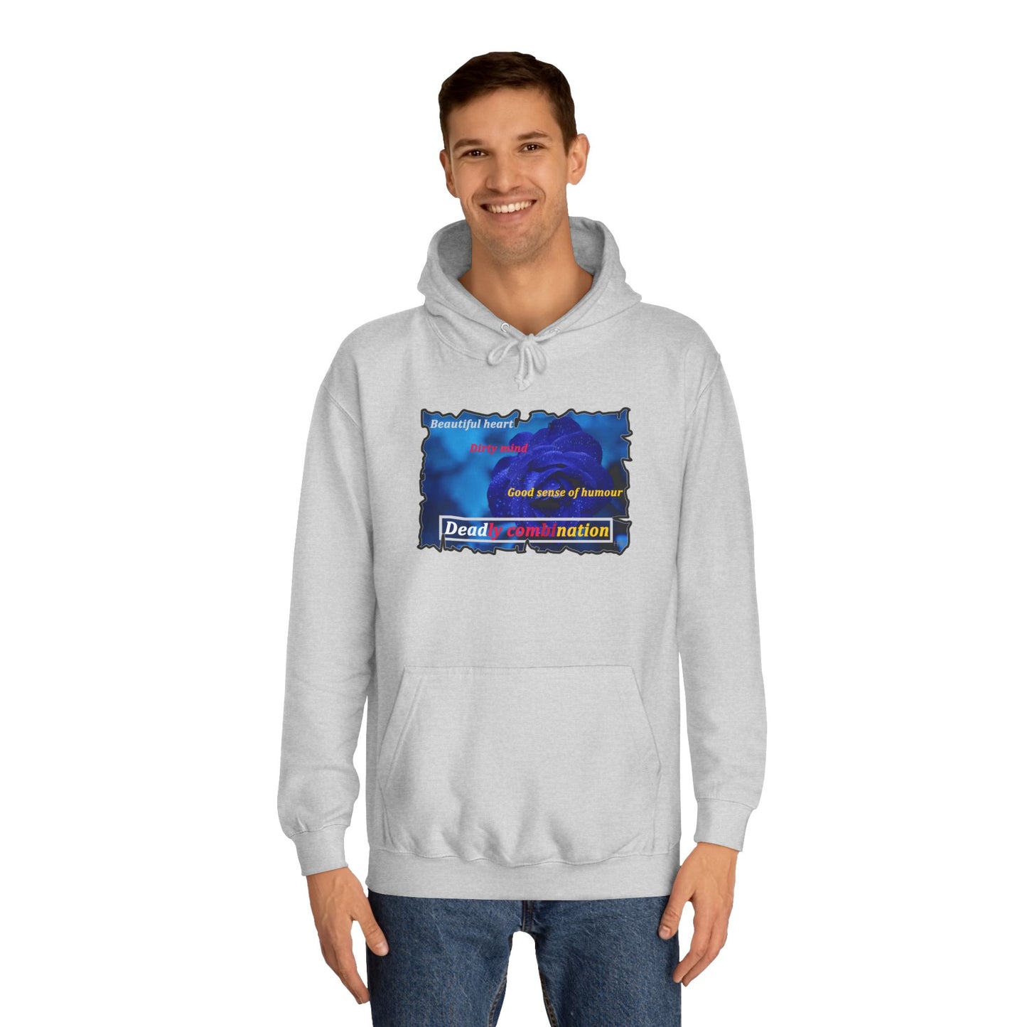 Sophisticated Edge Deadly Combo Elegance meets Attitude using Dark Blue Rose (Hoodie - Cozy and Durable)
