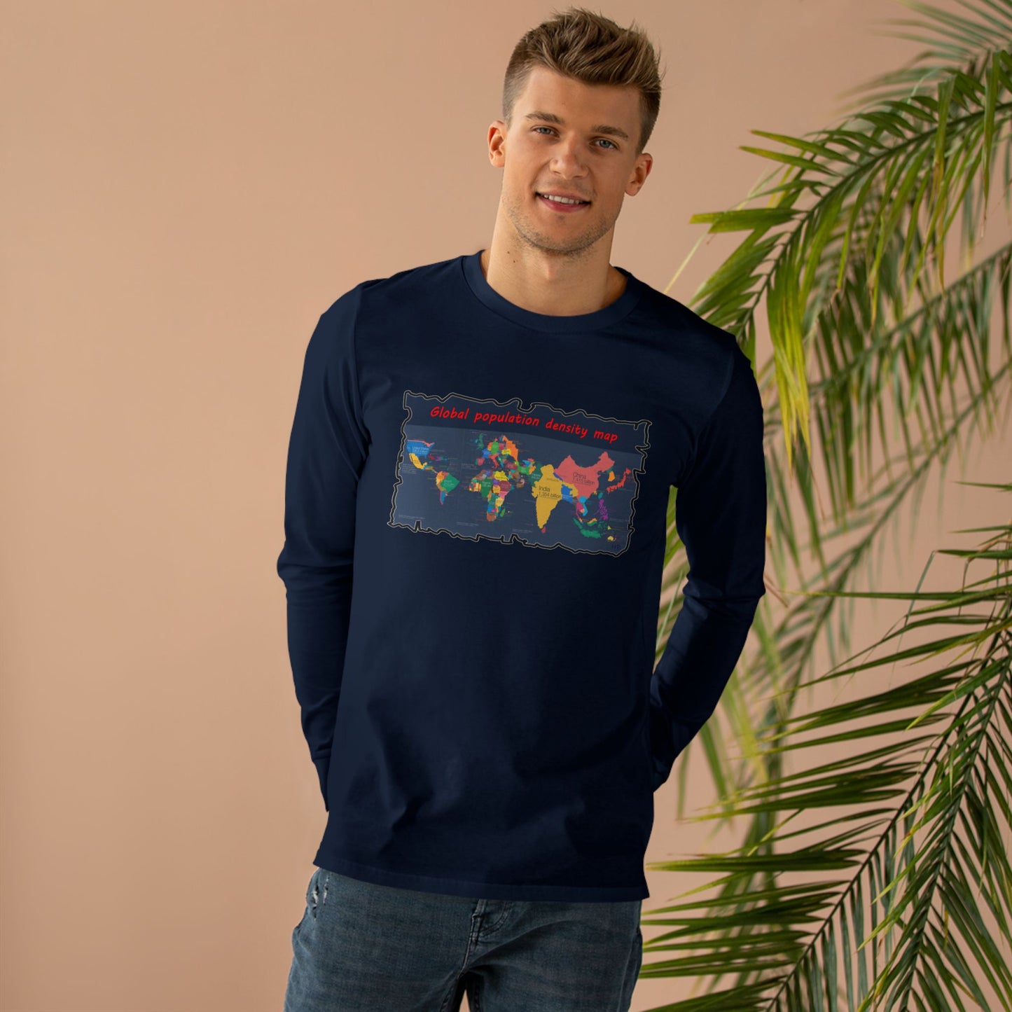 Get Yours Now -- Global density world population (Men's Base Longsleeve Tee - All-Season Wear)