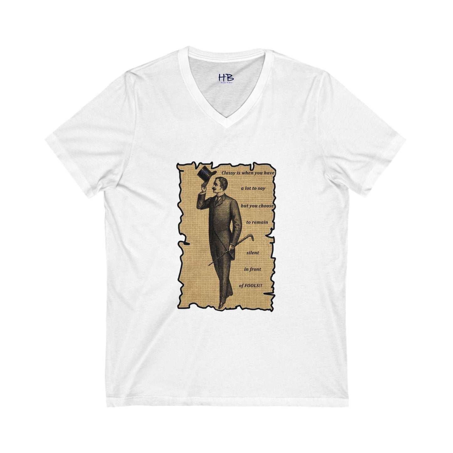 Sophisticated Vintage Silence (Unisex Jersey Short Sleeve V-neck - Comfortable Everyday Wear)