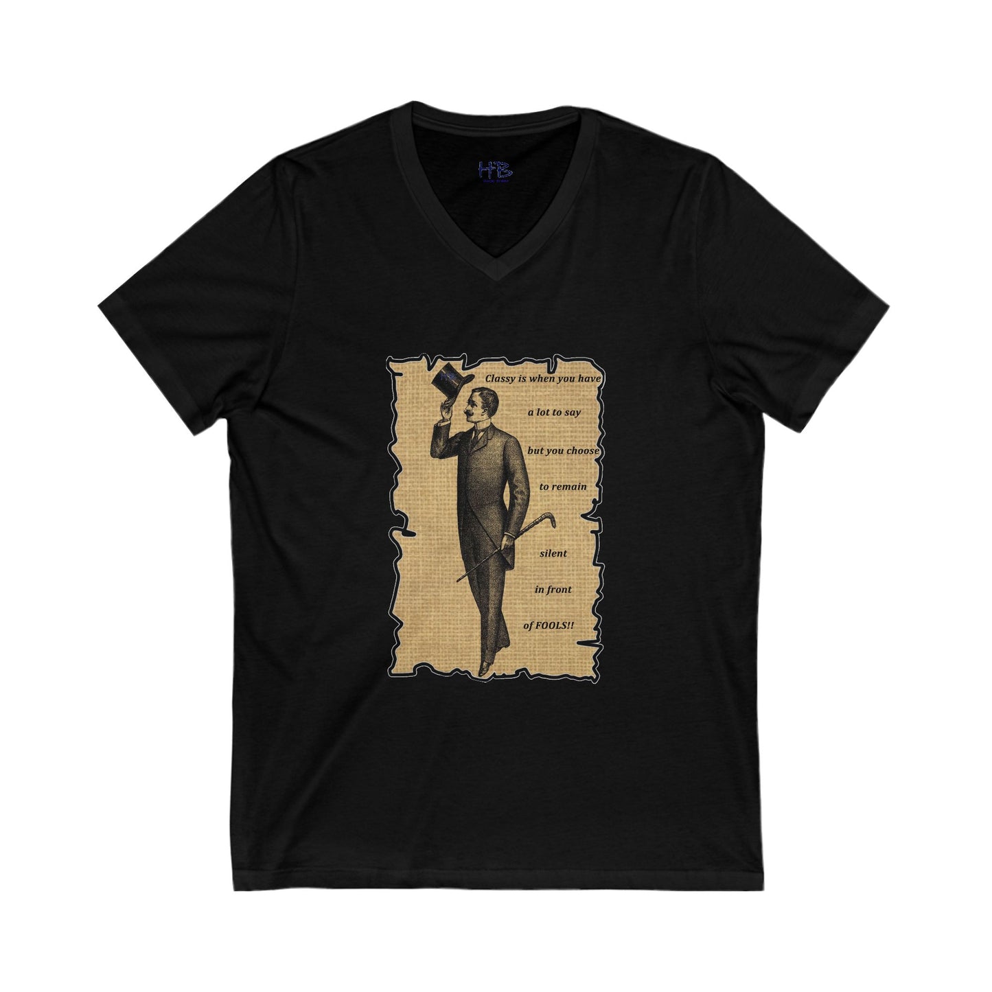 Sophisticated Vintage Silence (Unisex Jersey Short Sleeve V-neck - Comfortable Everyday Wear)