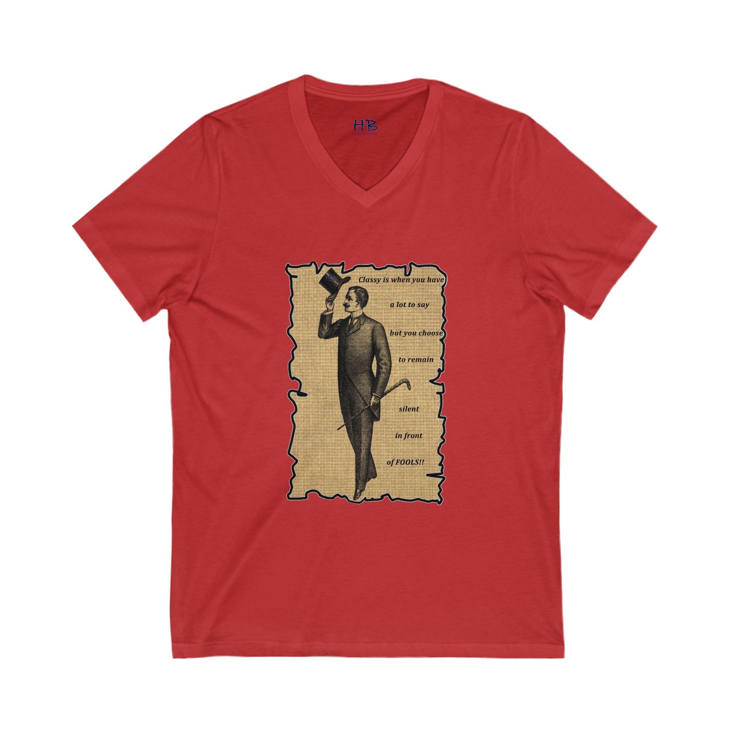 Sophisticated Vintage Silence (Unisex Jersey Short Sleeve V-neck - Comfortable Everyday Wear)