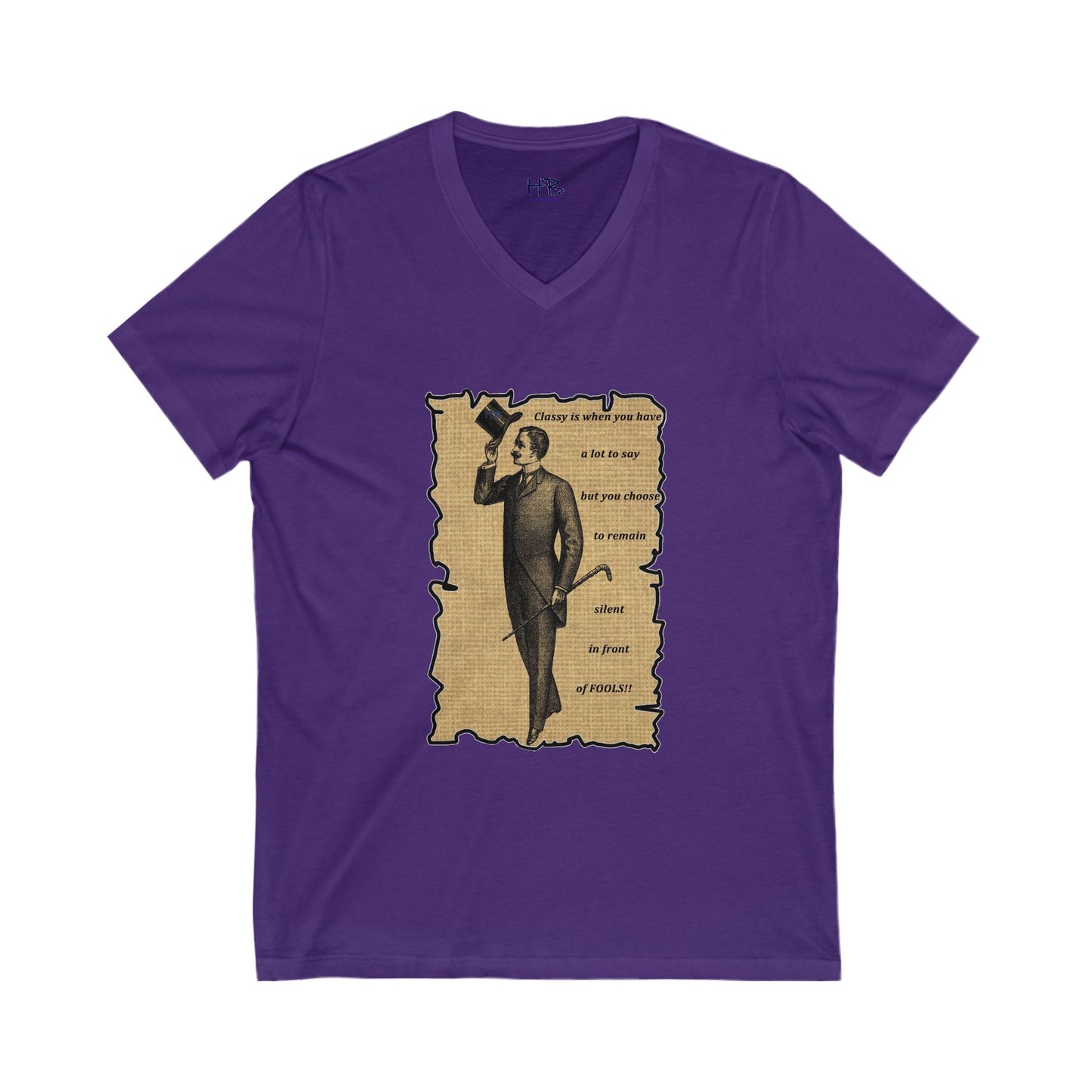 Sophisticated Vintage Silence (Unisex Jersey Short Sleeve V-neck - Comfortable Everyday Wear)