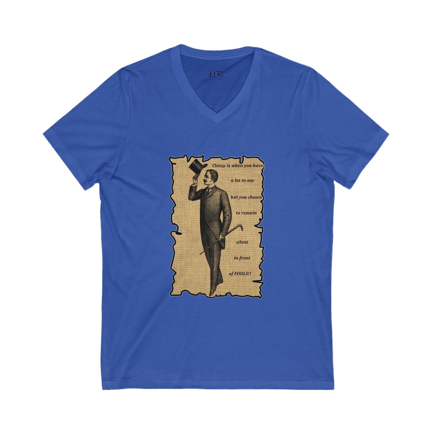 Sophisticated Vintage Silence (Unisex Jersey Short Sleeve V-neck - Comfortable Everyday Wear)