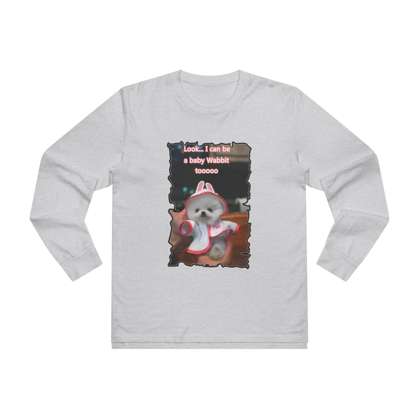 Bichon Maltese puppy dressed in a cute rabbit costume (Men's Base Longsleeve Tee - All-Season Wear)