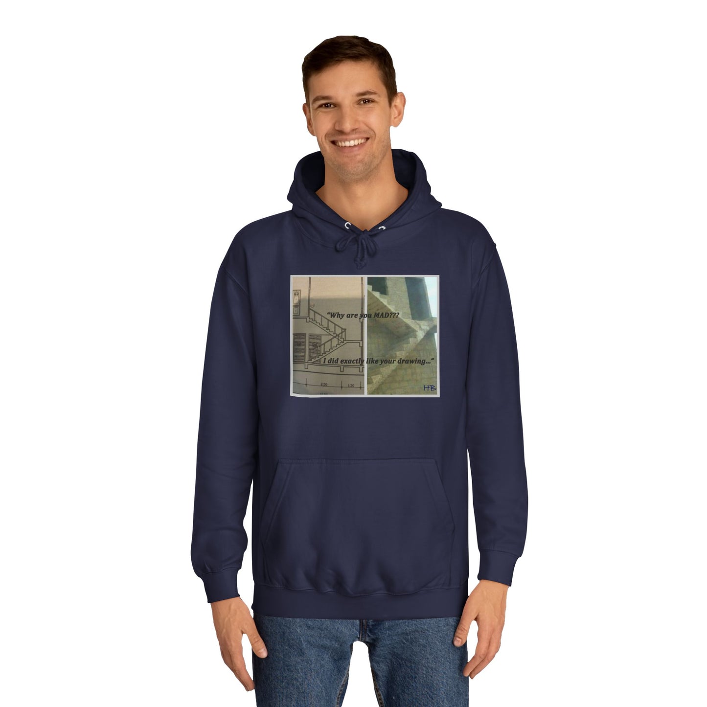 Get Yours Now -- Comical Architectural Irony Stairs Sketch (Hoodie - Cozy and Durable)