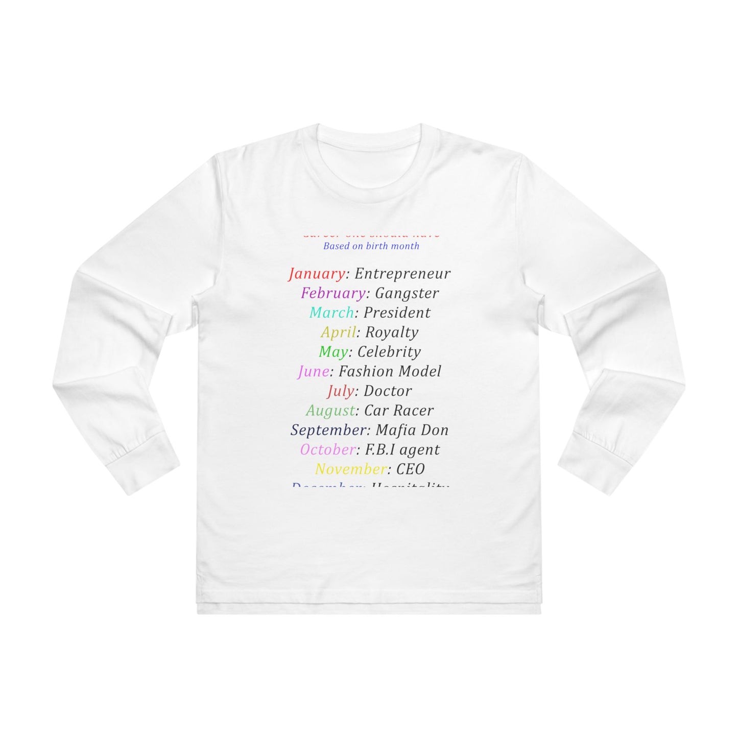 Birth Month Career Pride (Men's Base Longsleeve Tee - All-Season Wear)