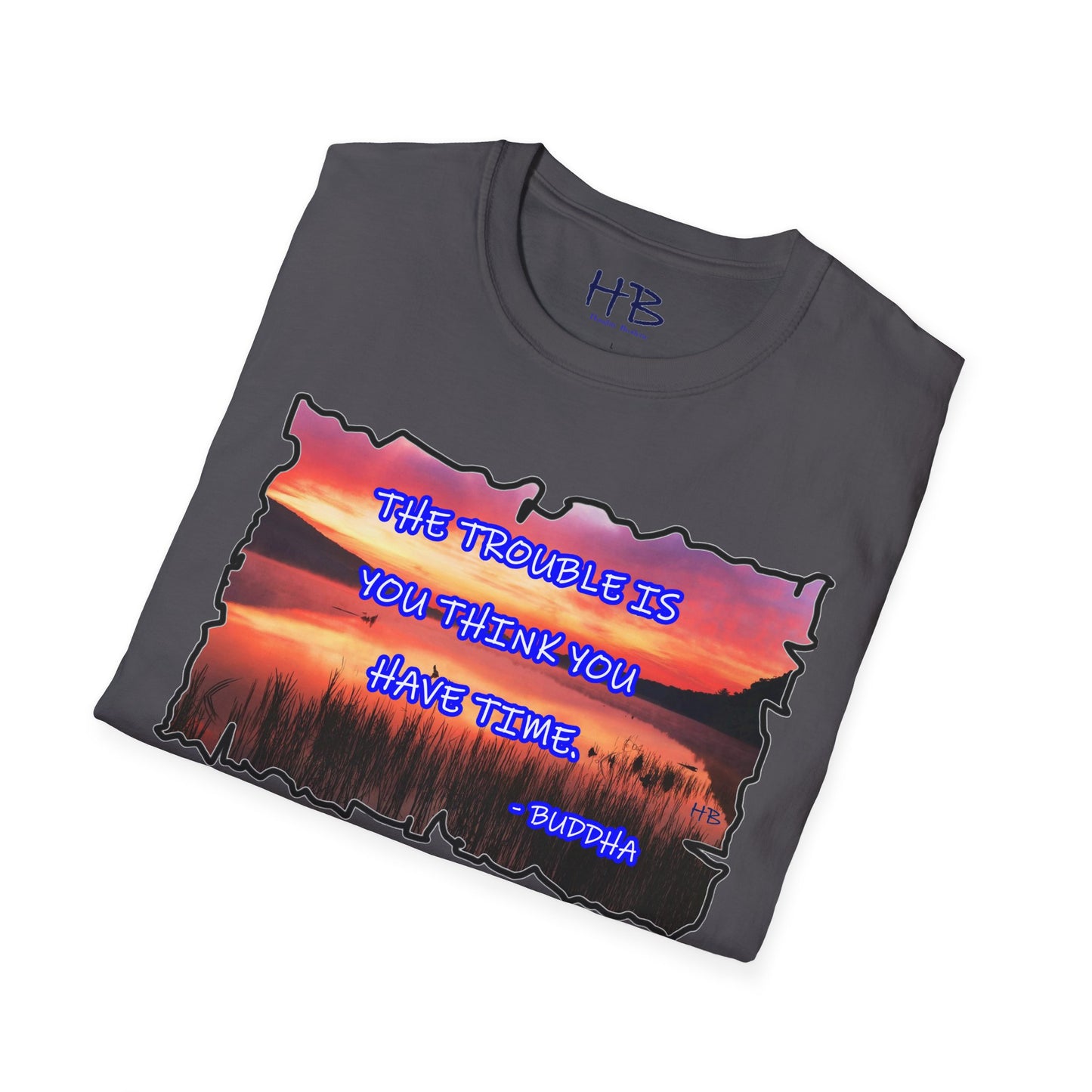 Buddha's Timeless Horizon Harmony; Philosophical Mirage Ethereal Lake Sunset Discourse