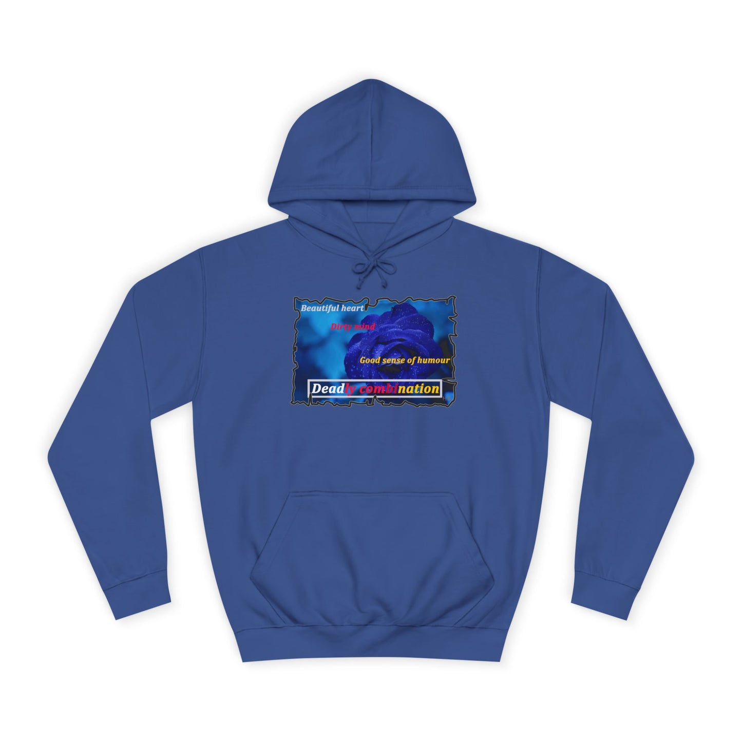 Sophisticated Edge Deadly Combo Elegance meets Attitude using Dark Blue Rose (Hoodie - Cozy and Durable)