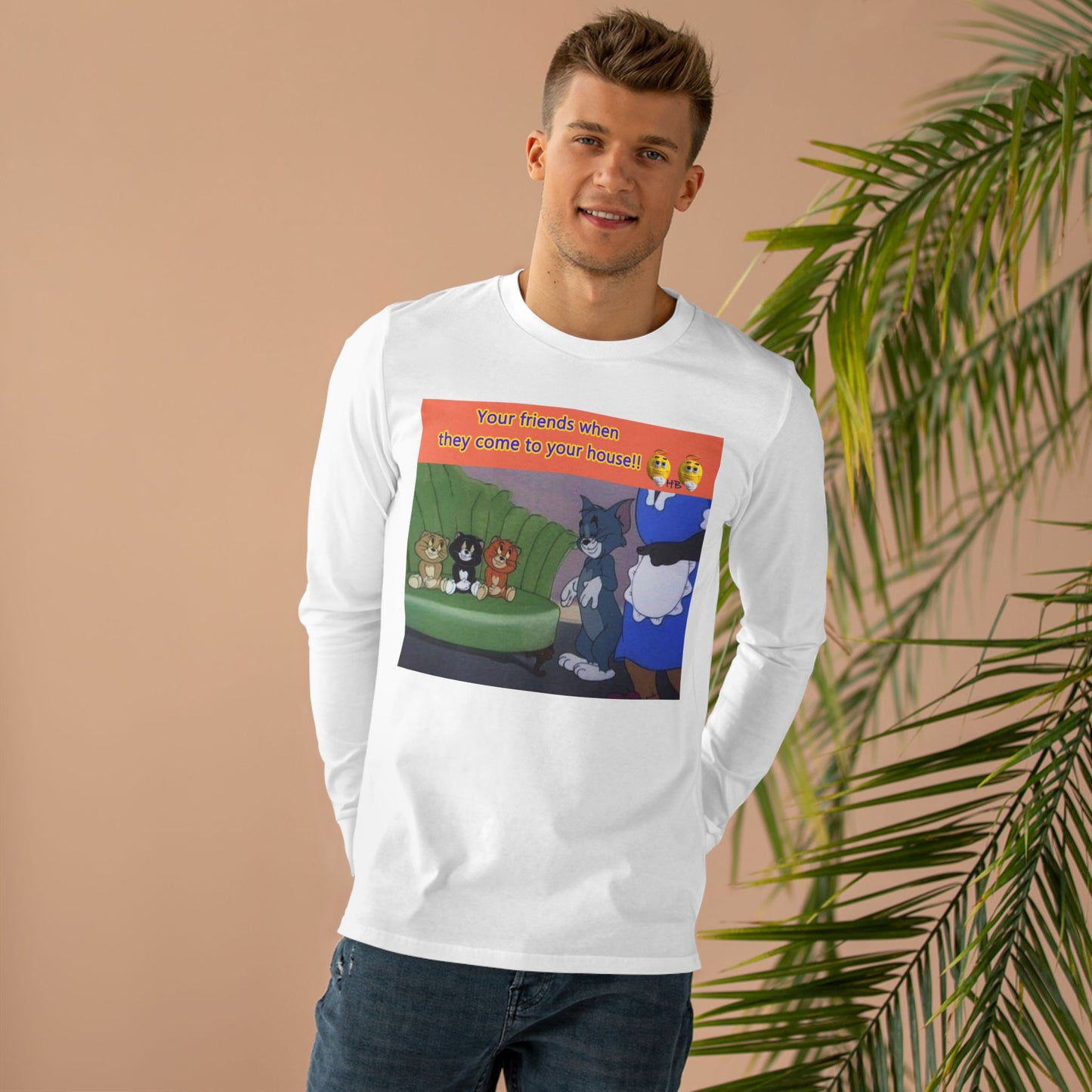 Tom and his innocent looking little friends in front of Mammy (Men's Base Longsleeve Tee - All-Season Wear)