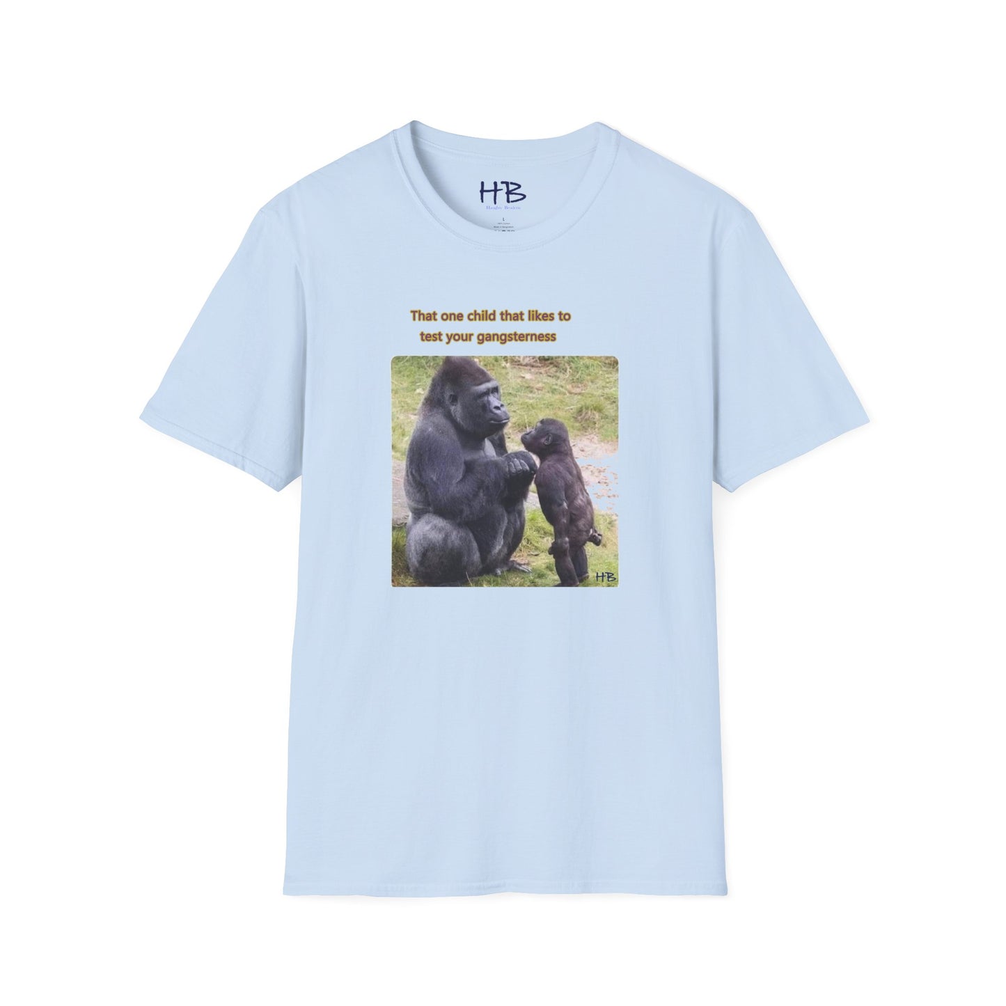 Parent gorilla amused but yet ready to pounce their stubborn child