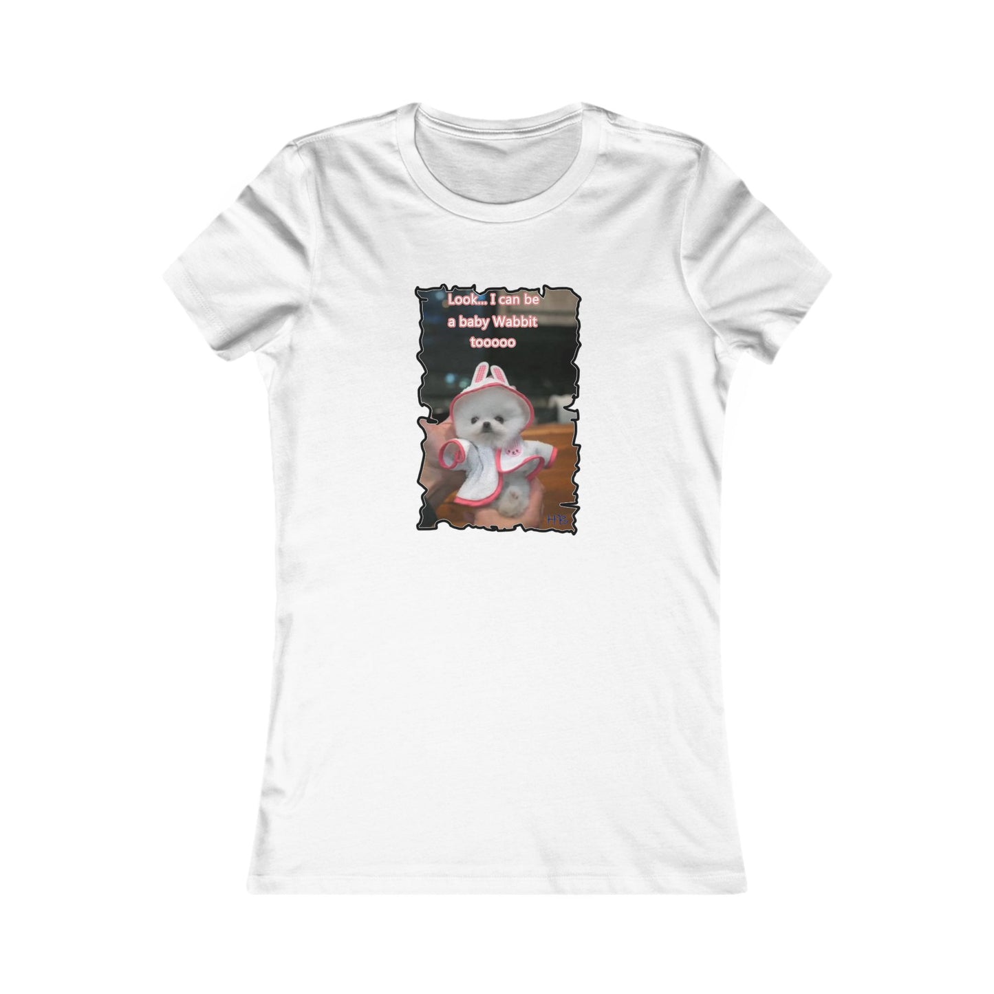 Bichon Maltese puppy dressed in a cute rabbit costume (Women - Premium Cotton Tee)