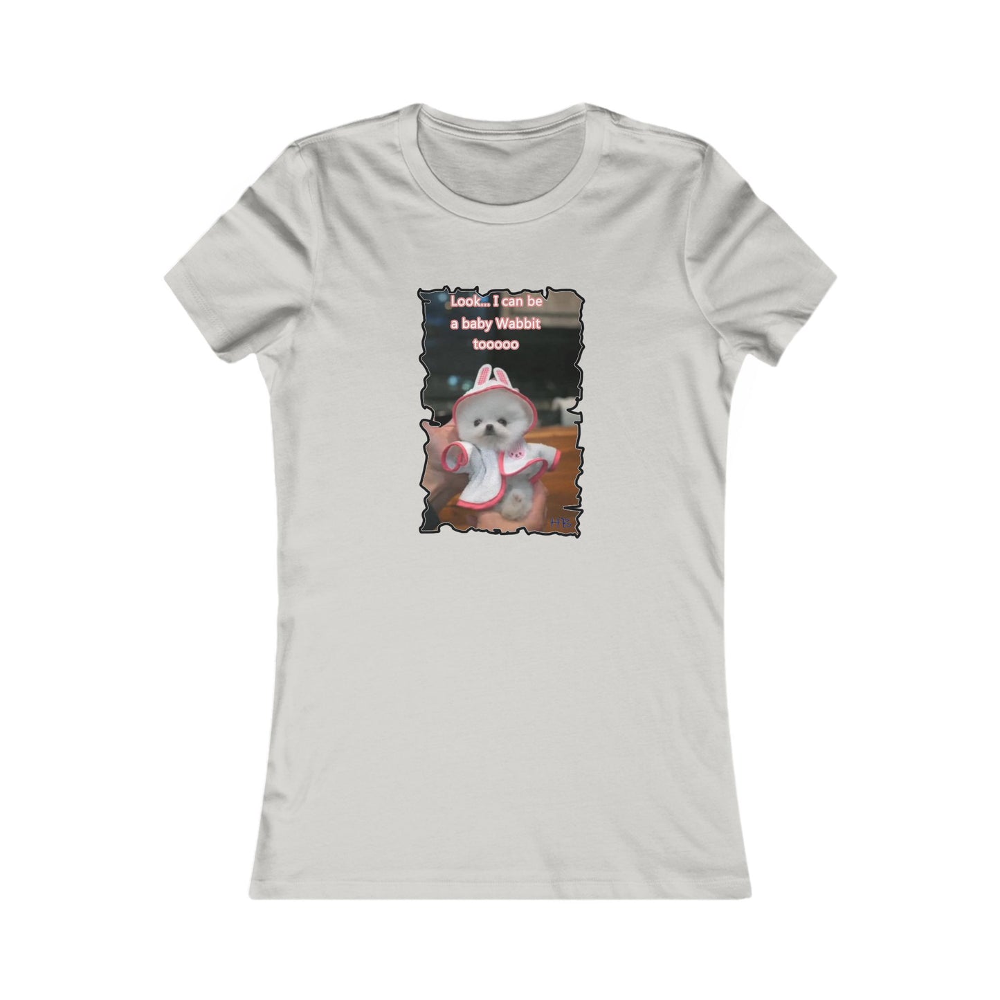 Bichon Maltese puppy dressed in a cute rabbit costume (Women - Premium Cotton Tee)