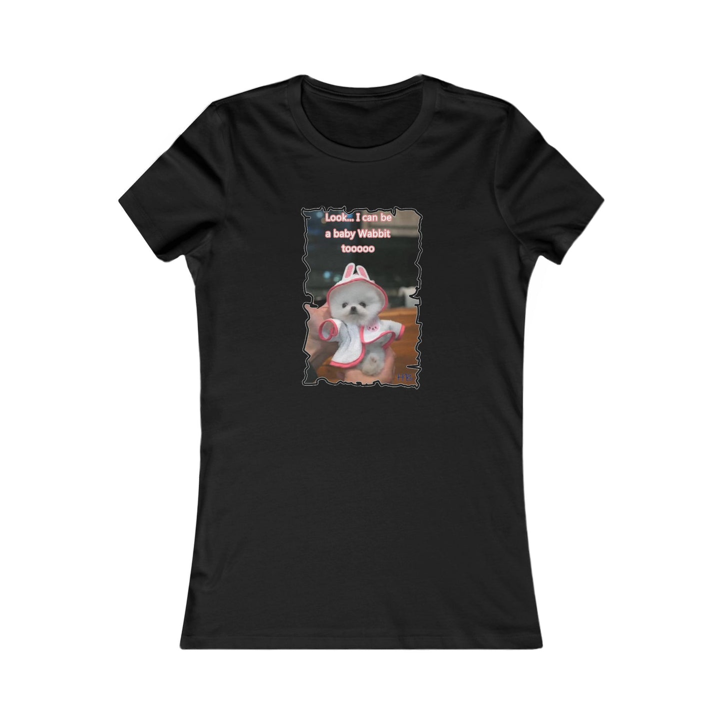 Bichon Maltese puppy dressed in a cute rabbit costume (Women - Premium Cotton Tee)