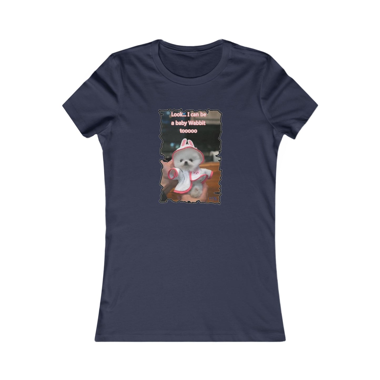 Bichon Maltese puppy dressed in a cute rabbit costume (Women - Premium Cotton Tee)