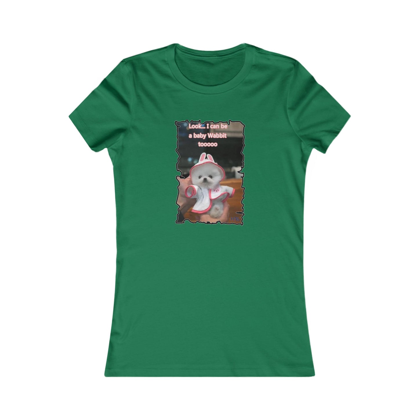 Bichon Maltese puppy dressed in a cute rabbit costume (Women - Premium Cotton Tee)