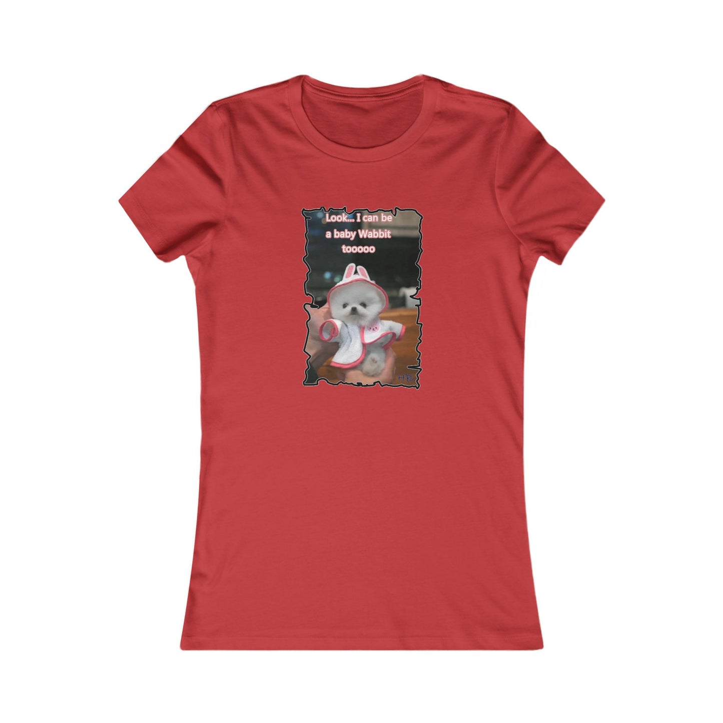 Bichon Maltese puppy dressed in a cute rabbit costume (Women - Premium Cotton Tee)
