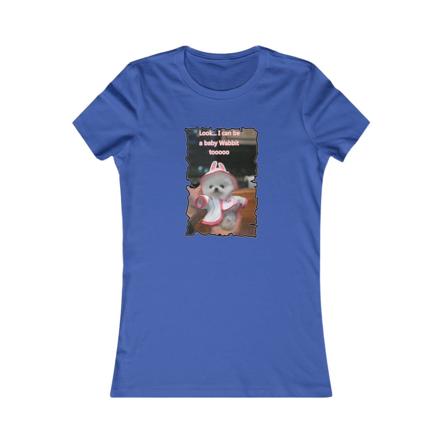 Bichon Maltese puppy dressed in a cute rabbit costume (Women - Premium Cotton Tee)