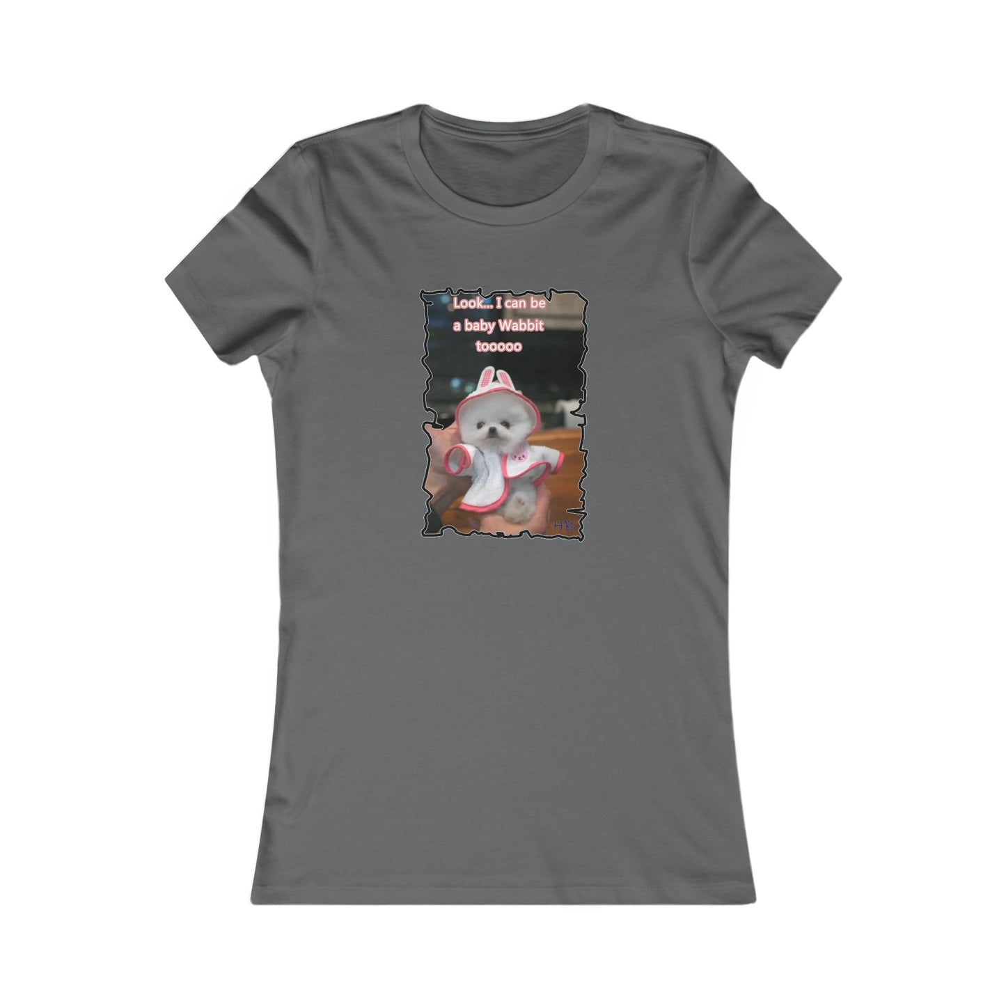 Bichon Maltese puppy dressed in a cute rabbit costume (Women - Premium Cotton Tee)