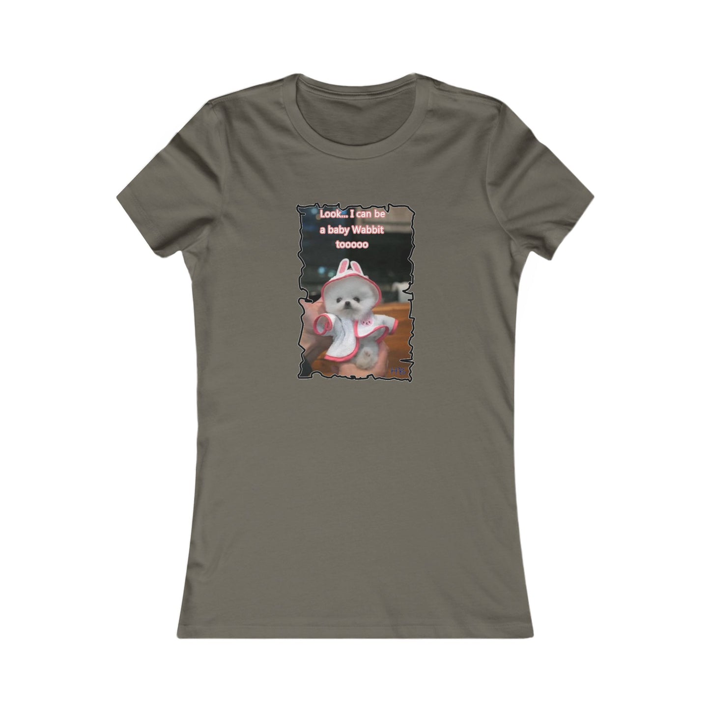 Bichon Maltese puppy dressed in a cute rabbit costume (Women - Premium Cotton Tee)