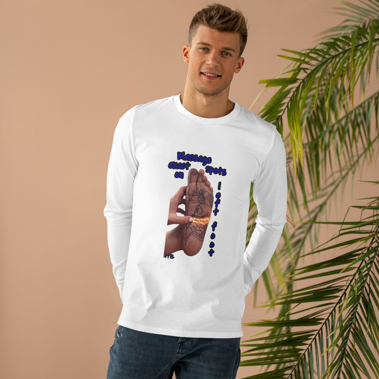 Get Yours Now -- Foot-Palm Wellness Organic Harmony;  Self-Care Holistic Healthwear (Men's Base Longsleeve Tee - All-Season Wear)