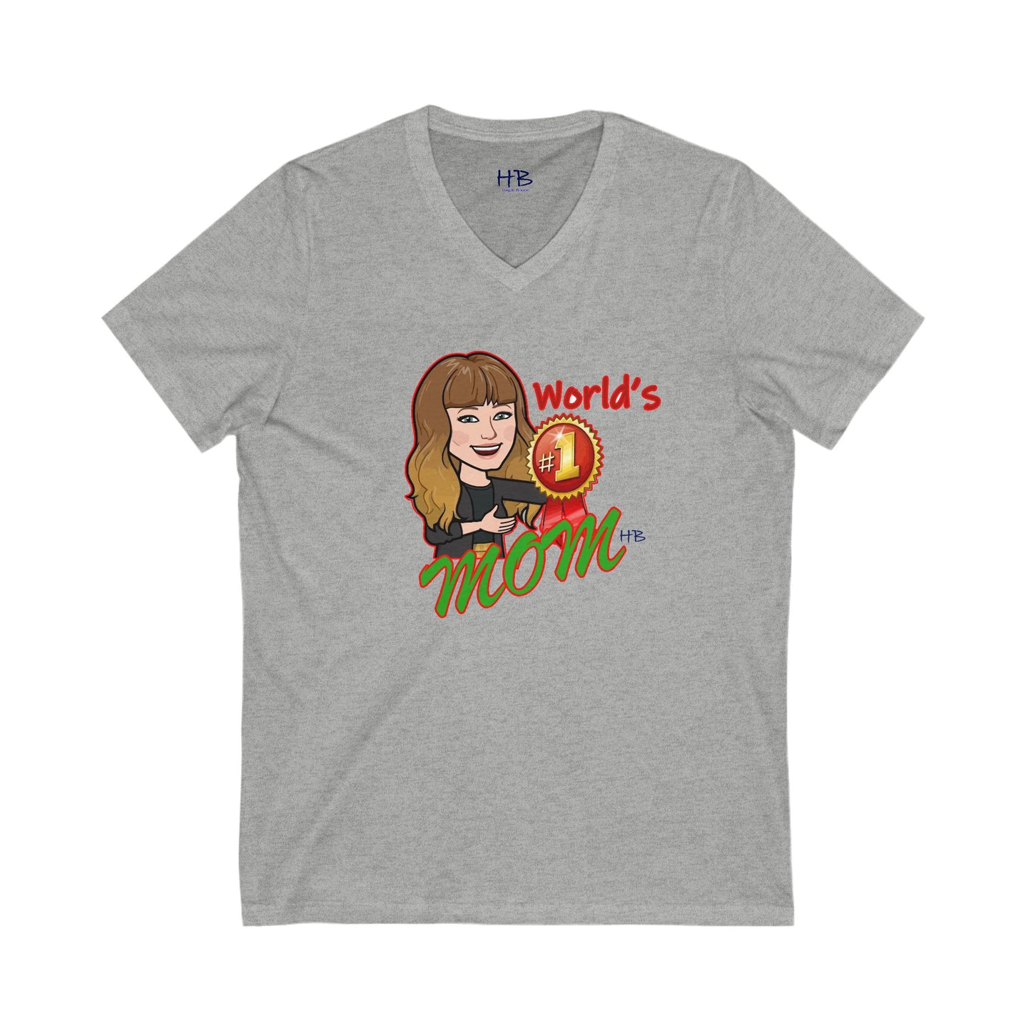 World's number #1 Mom (Unisex Jersey Short Sleeve V-neck - Comfortable Everyday Wear)