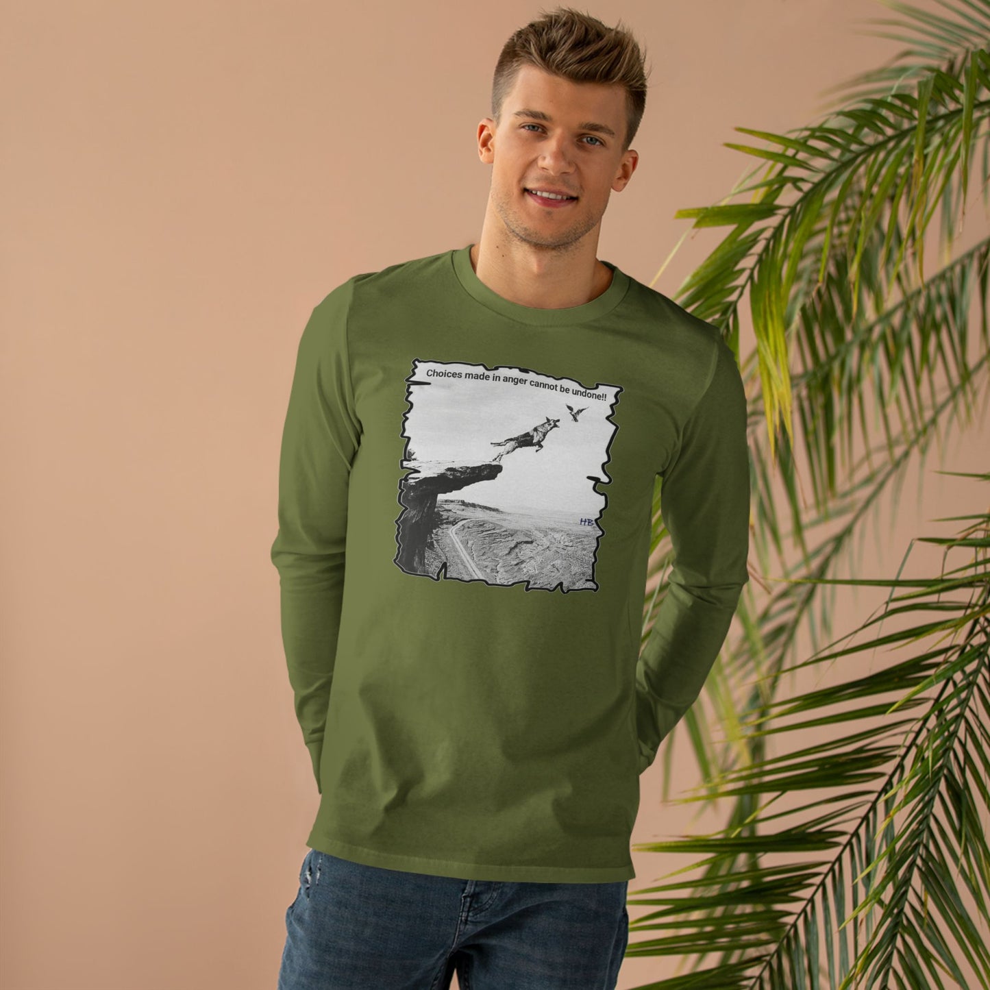 UnWise Woof Cliffhanger Choice Anger's Edge  (Men's Base Longsleeve Tee - All-Season Wear)