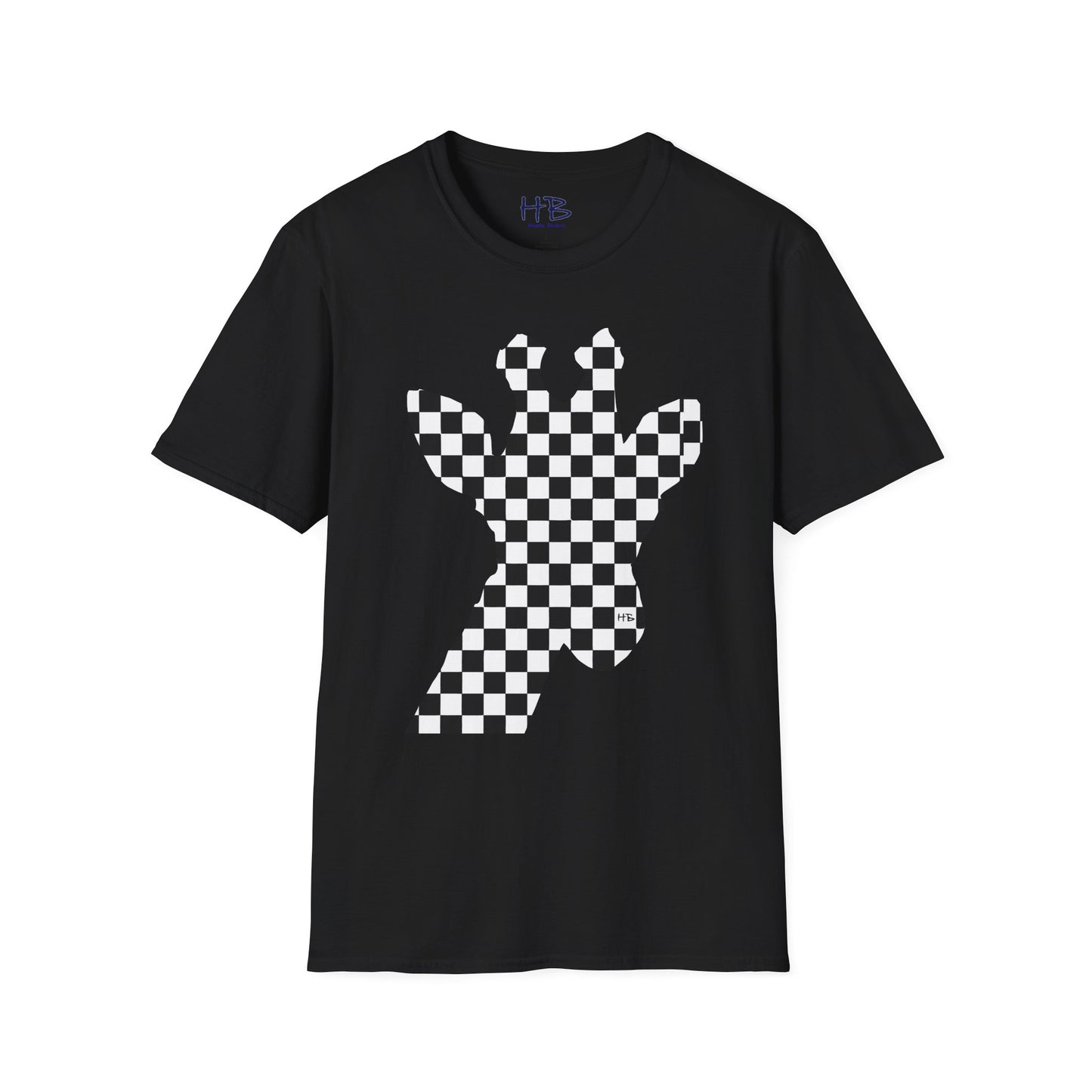 Graceful Heights: The Refined Checkered Giraffe Garment