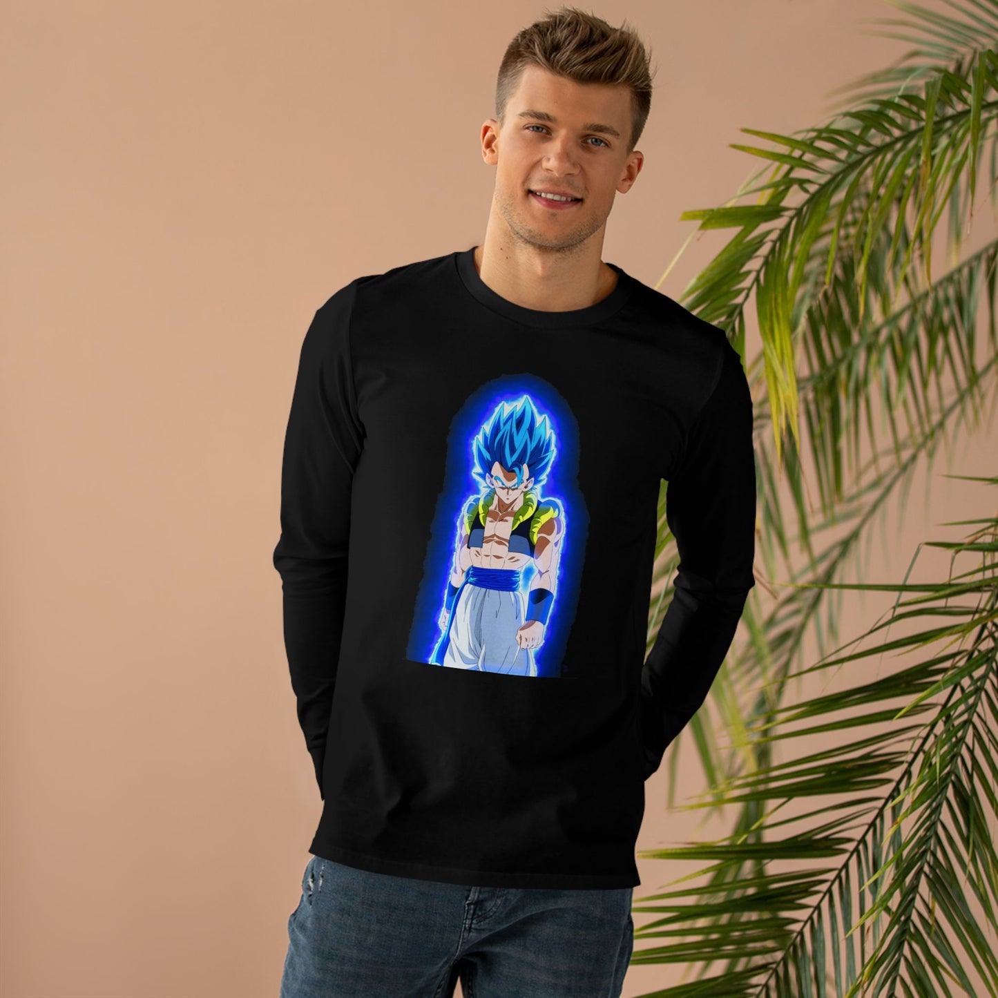Superhero in Blue in max level (Men's Base Longsleeve Tee - All-Season Wear)