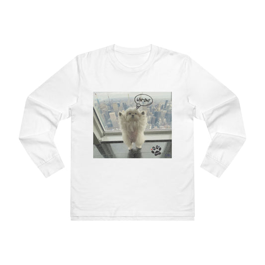 Bichon Maltese paws in the air in trouble with K9 dog patrol (Men's Base Longsleeve Tee - All-Season Wear)