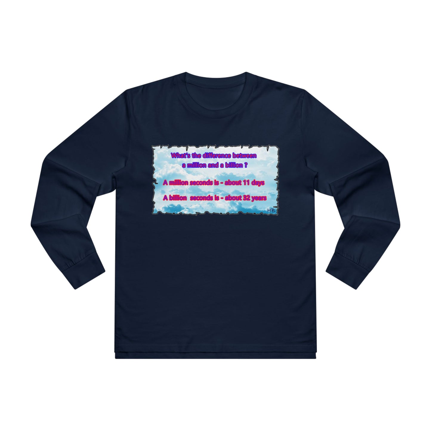 Get Yours Now -- Difference between million and billion calculated in seconds (Men's Base Longsleeve Tee - All-Season Wear)