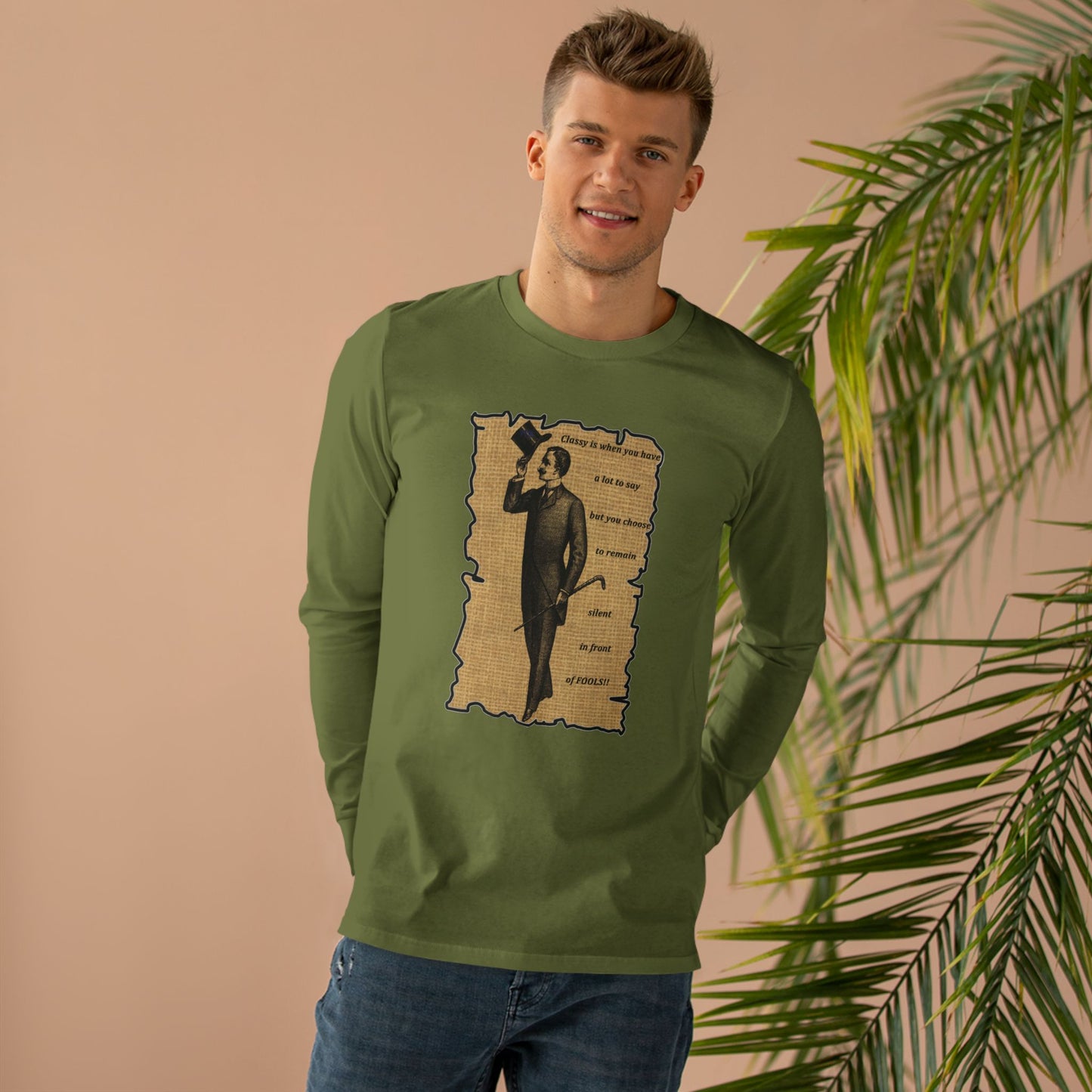 Sophisticated Vintage Silence (Men's Base Longsleeve Tee - All-Season Wear)