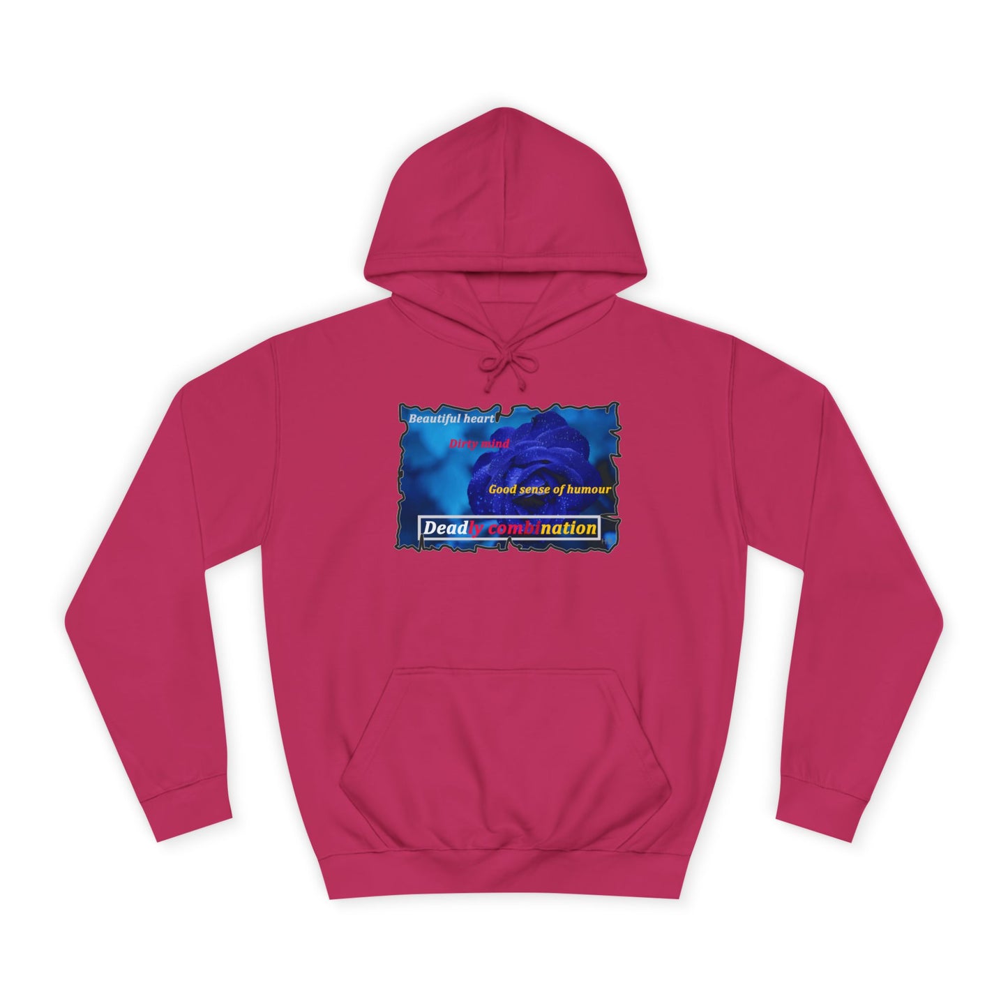 Sophisticated Edge Deadly Combo Elegance meets Attitude using Dark Blue Rose (Hoodie - Cozy and Durable)