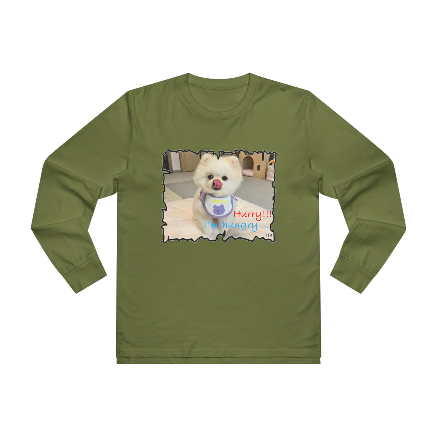 Bichon Maltese "Hurry, I'm hungry!!!"  (Men's Base Longsleeve Tee - All-Season Wear)