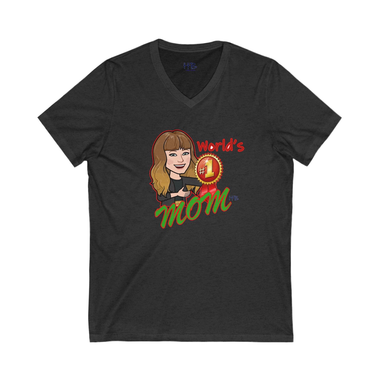 World's number #1 Mom (Unisex Jersey Short Sleeve V-neck - Comfortable Everyday Wear)